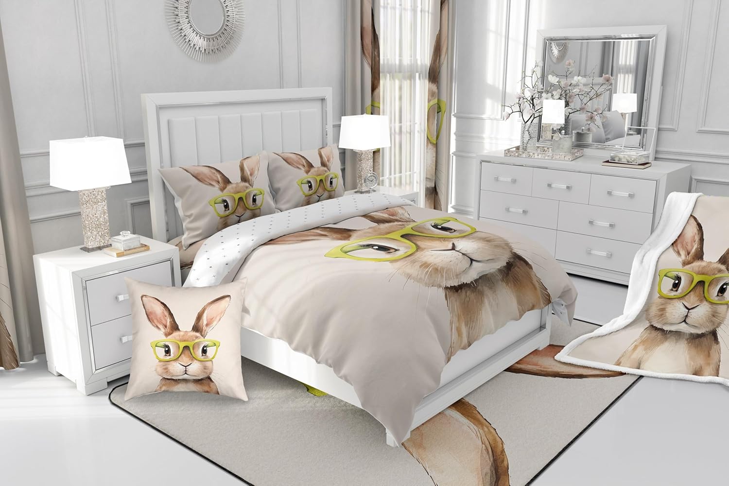 Jejeloiu Cute Bunny Bath Mats 16x24 inch
