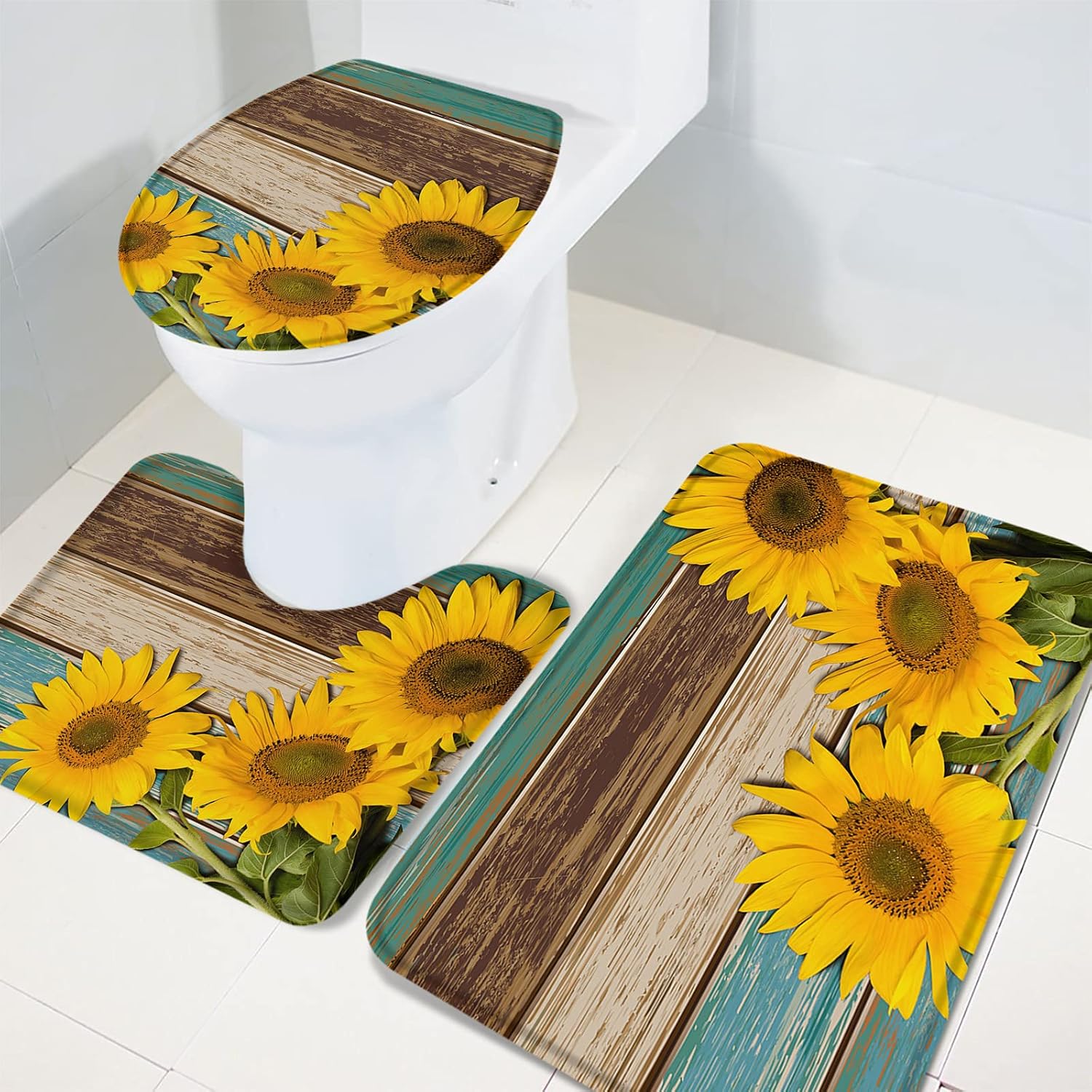 YESOF66 3 Piece Bath Rug Set with Non-Slip Design 1