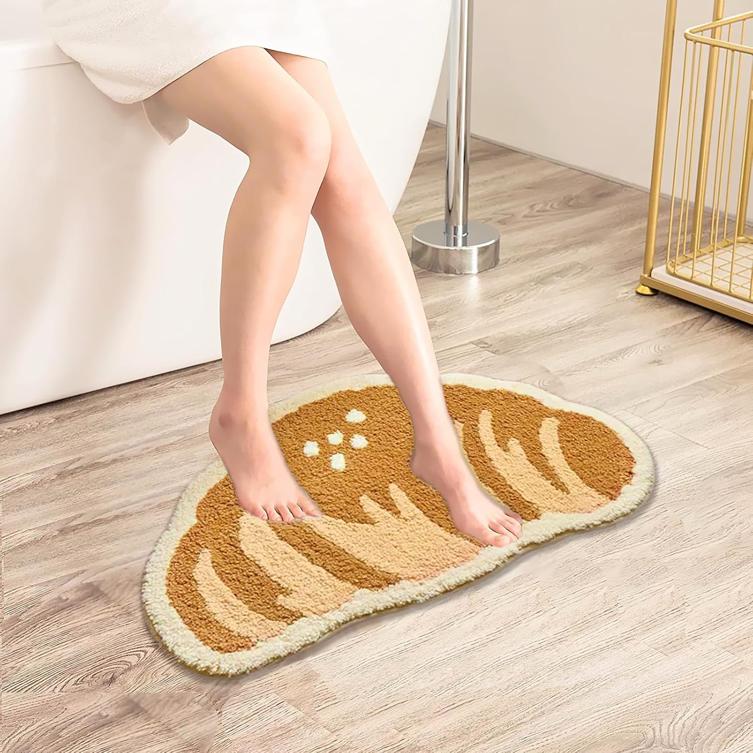 UKELER Funny Croissant Bath Rug Non-Slip Fluffy 2516