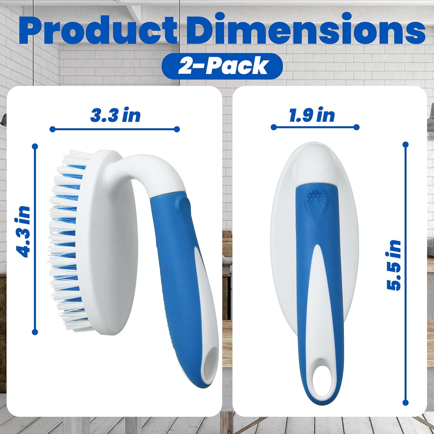 PHYEX 2 Pack Scrub Brushes Stiff Bristles for Multiple Surfaces