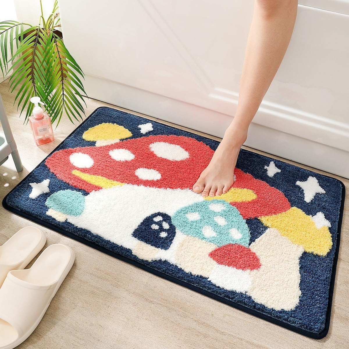 Molesun Mushroom Bath Mat 16x24 Non-Slip Microfiber Rug