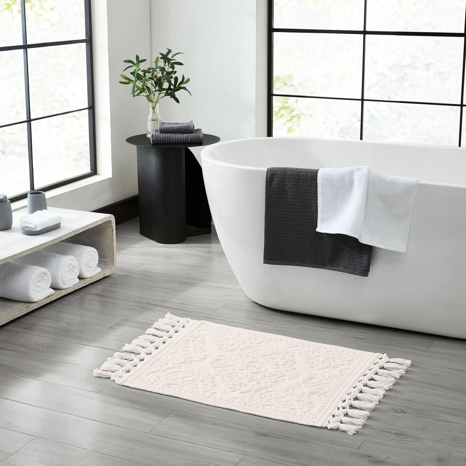 Jean Pierre Ricardo Bath Mats Set of 2 Ivory 1