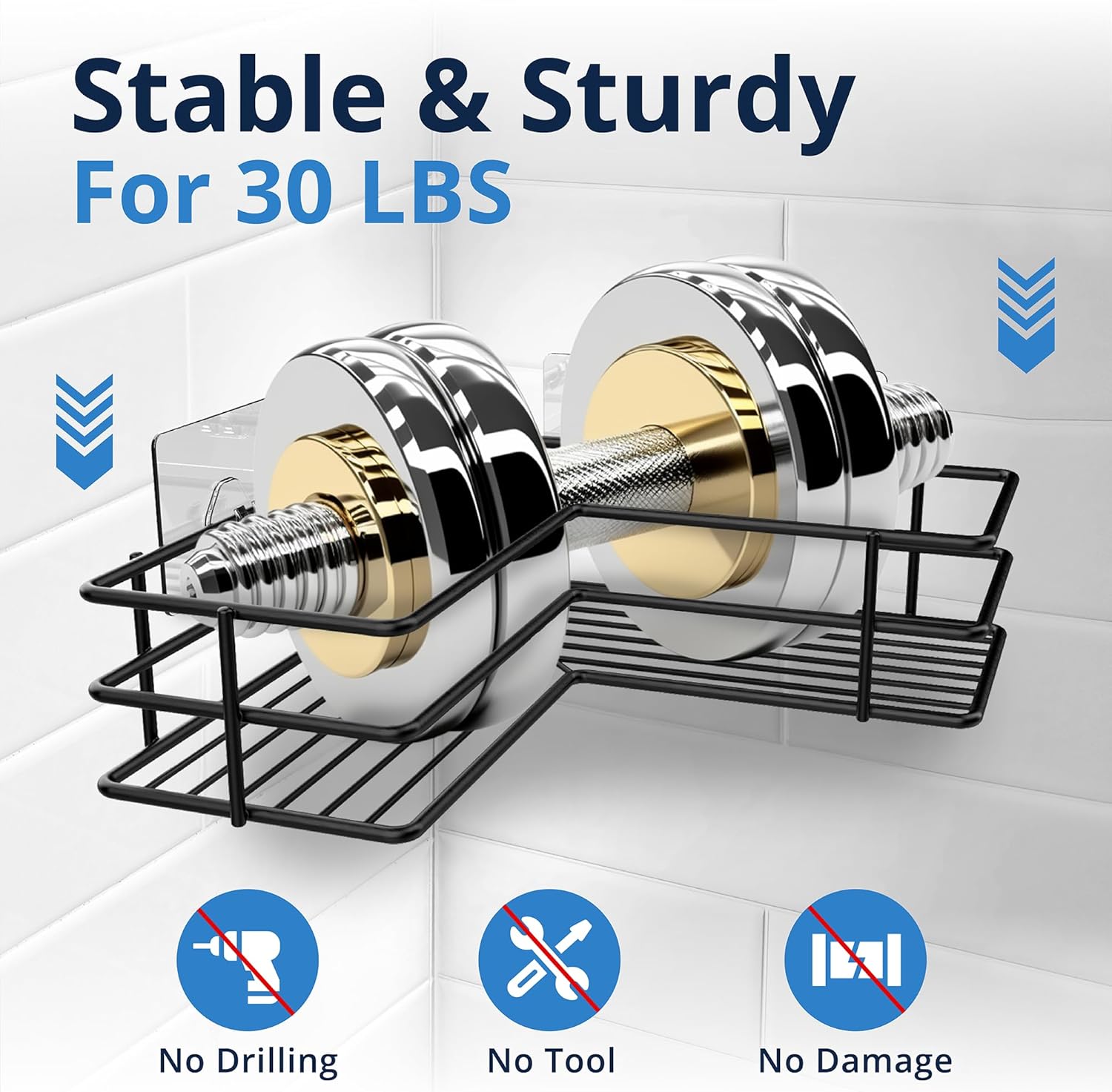 Innoshopp Corner Shower Caddy 3 Pack with 4 Hooks and Soap Holder