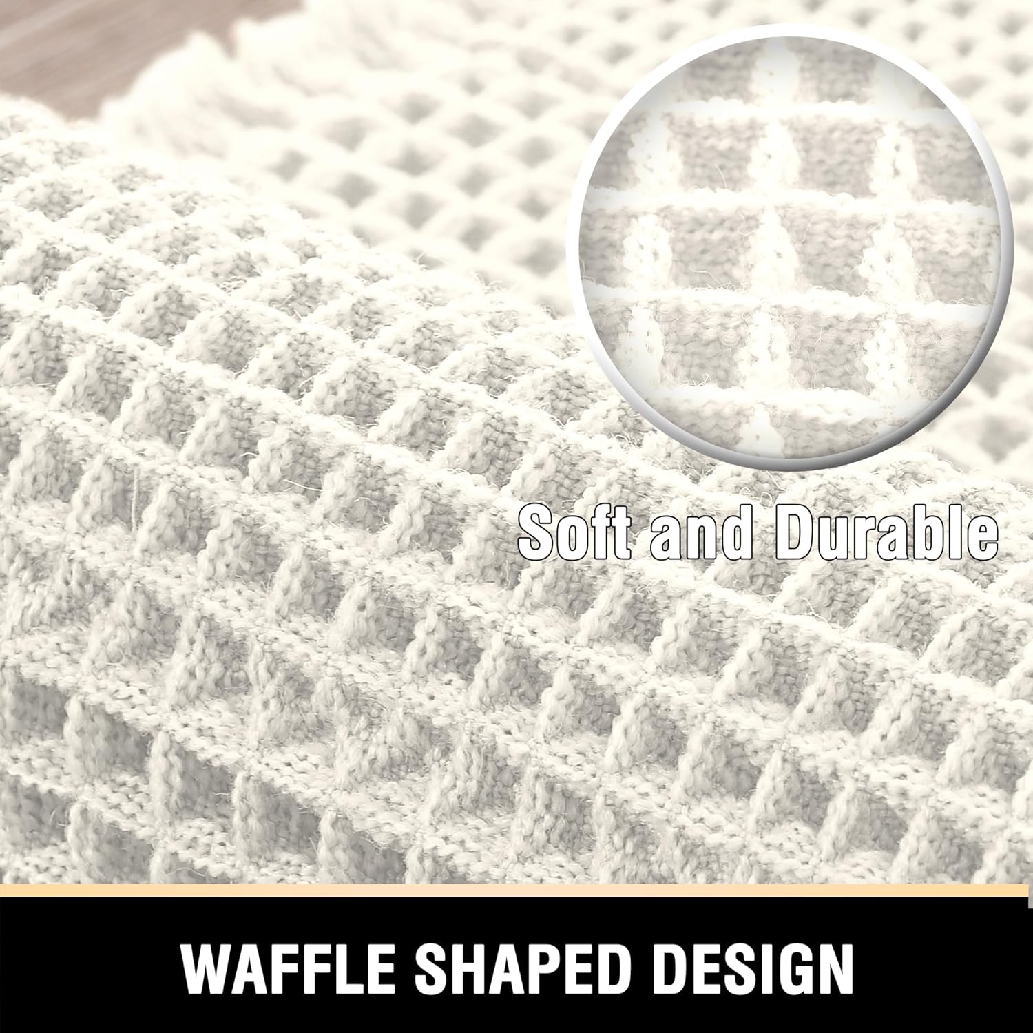 HVERSAILTEX Waffle Runner Rug 24 x 72 Ivory