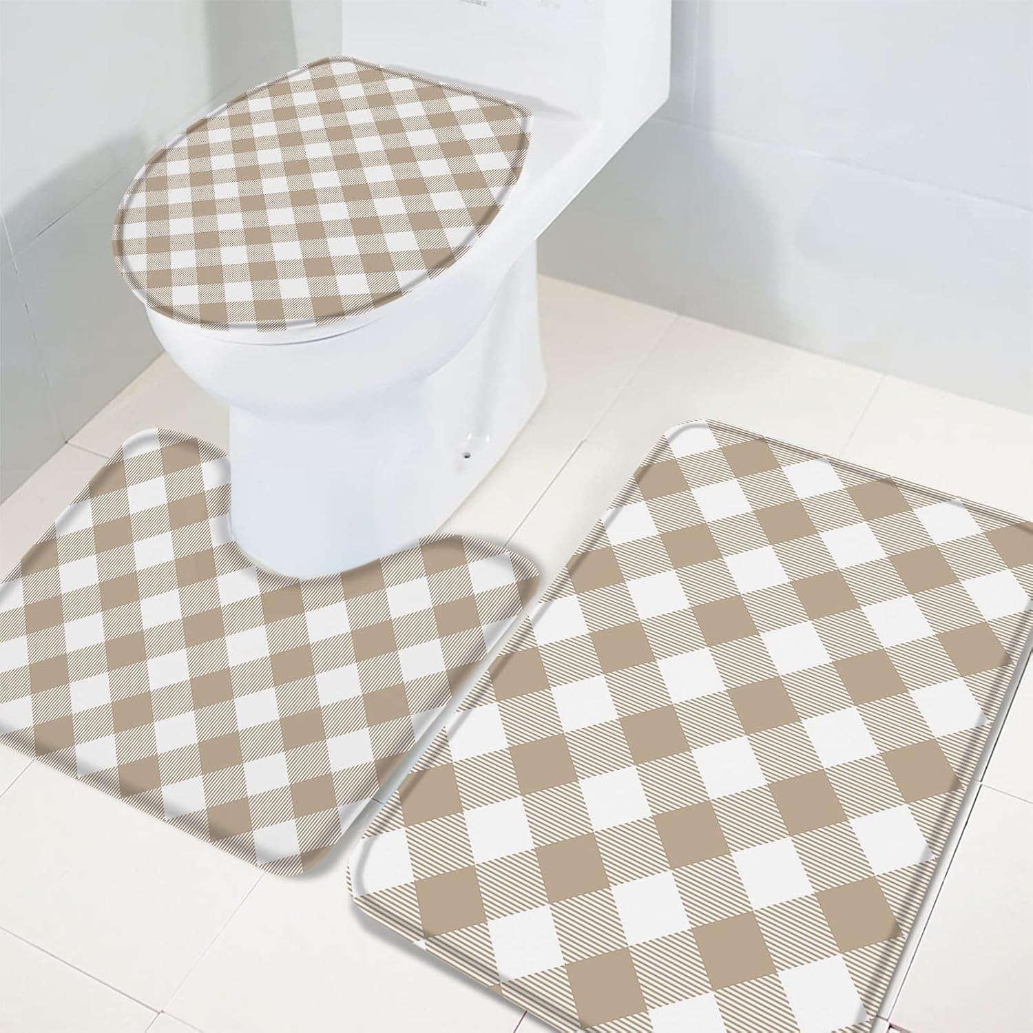 YESOF66 3 Piece Bathroom Rug Set with Non-Slip Padding 1