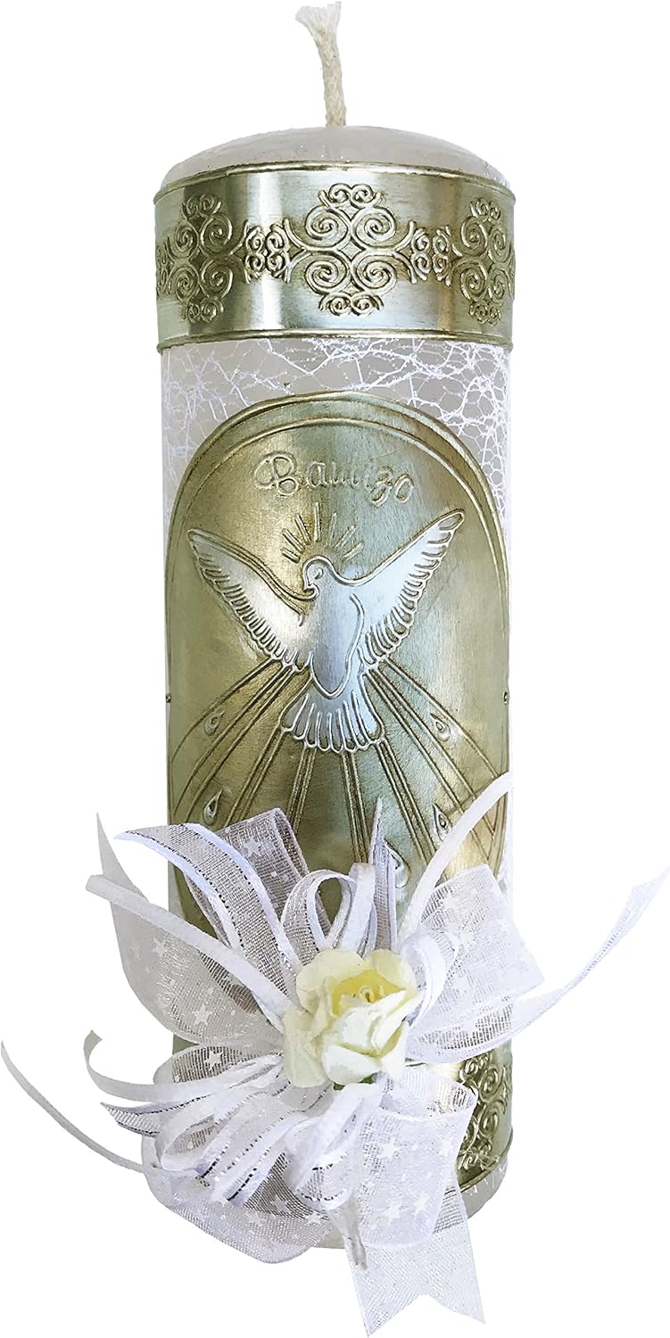 Arcangeles Mexicanos Baptism Candle Set with Wooden Box and Towel