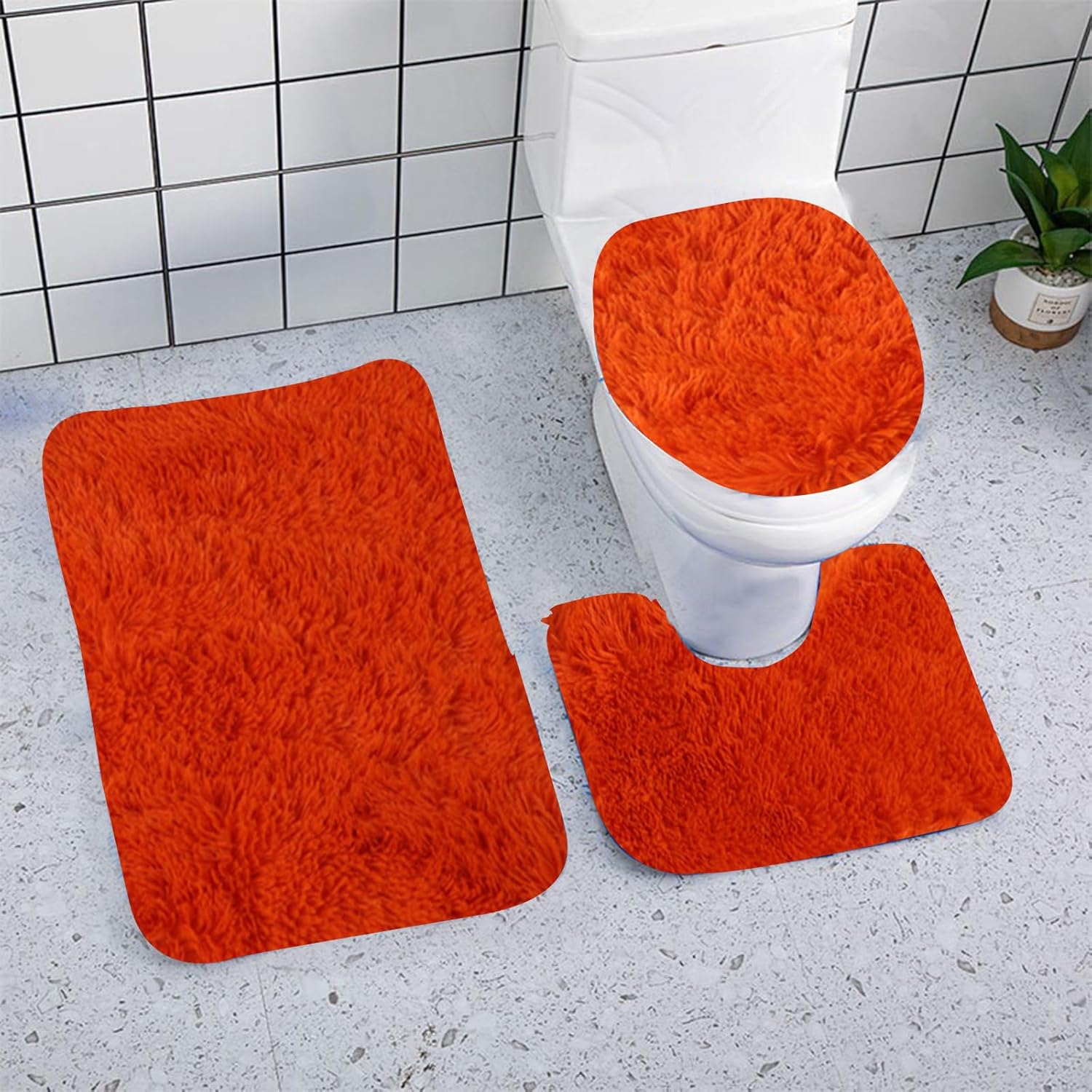 3 Piece Non Slip Bath Rugs Set - Soft Microfiber Carpets