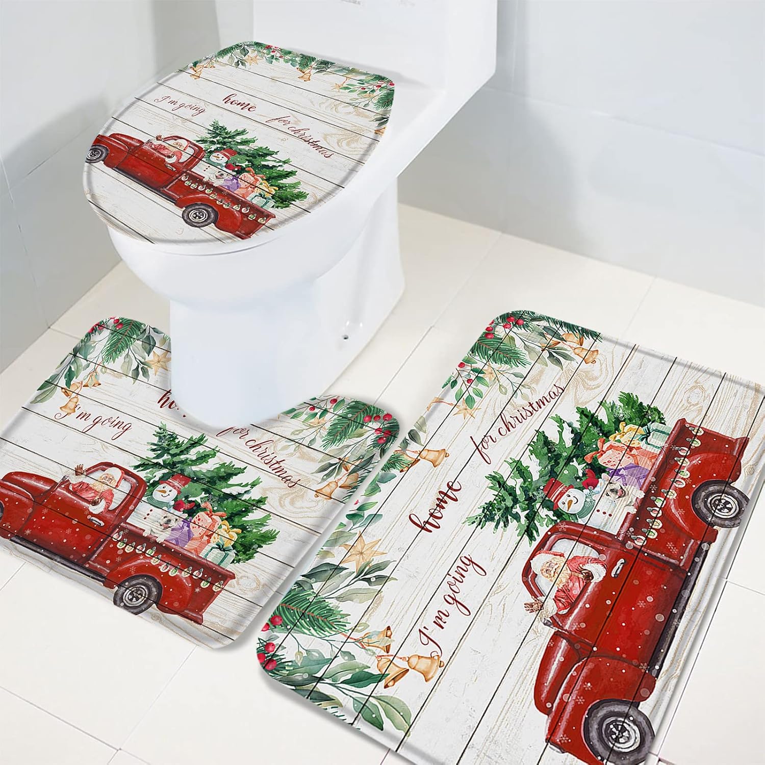 YESOF66 3 Piece Bathroom Rug Set with Non-Slip Toilet Cover