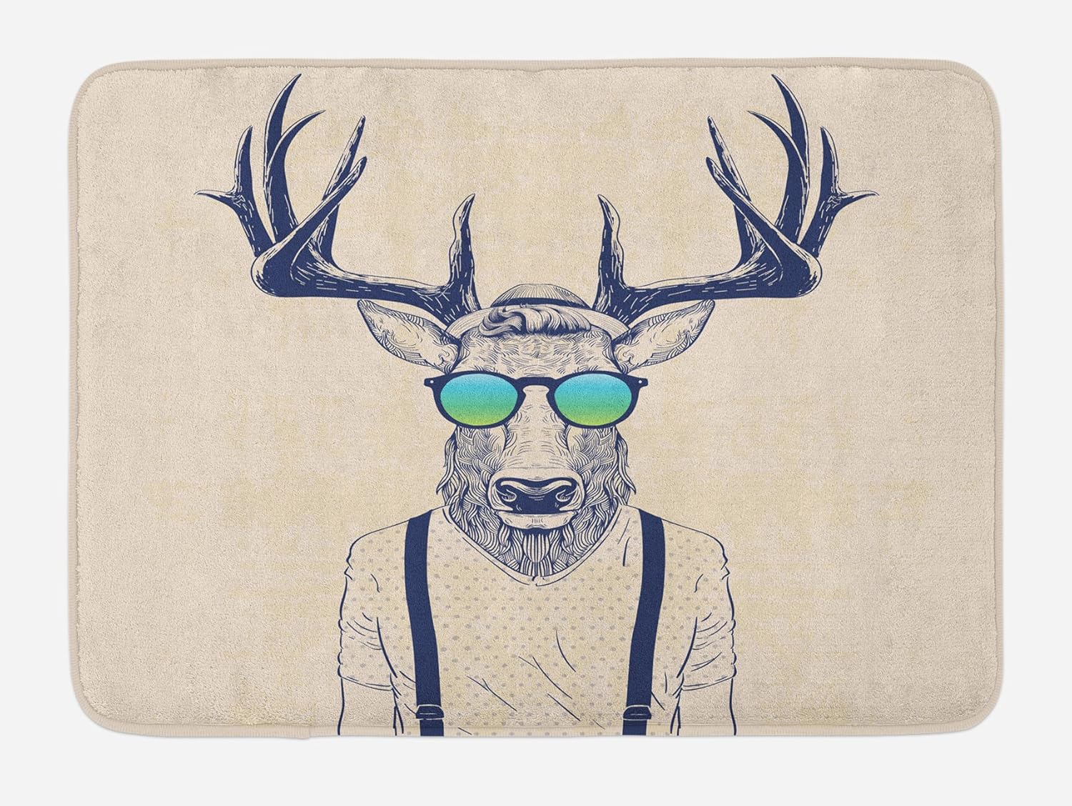 Ambesonne Antlers Bath Mat - Hipster Deer Illustration 302 x 20 Beige Dark Blue