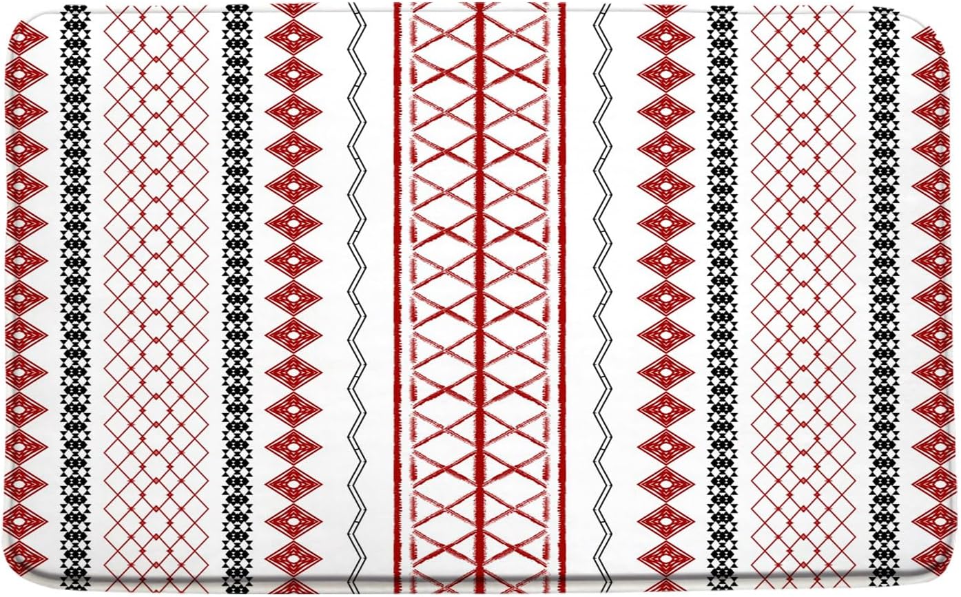 Red Black Stripe Memory Foam Bath Mat