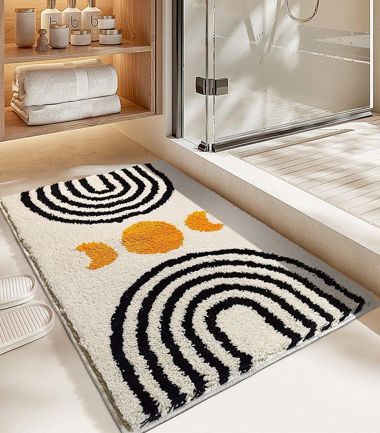Boho Bathroom Rug Non-Slip Microfiber Abstract Design 20x32 Inch 1