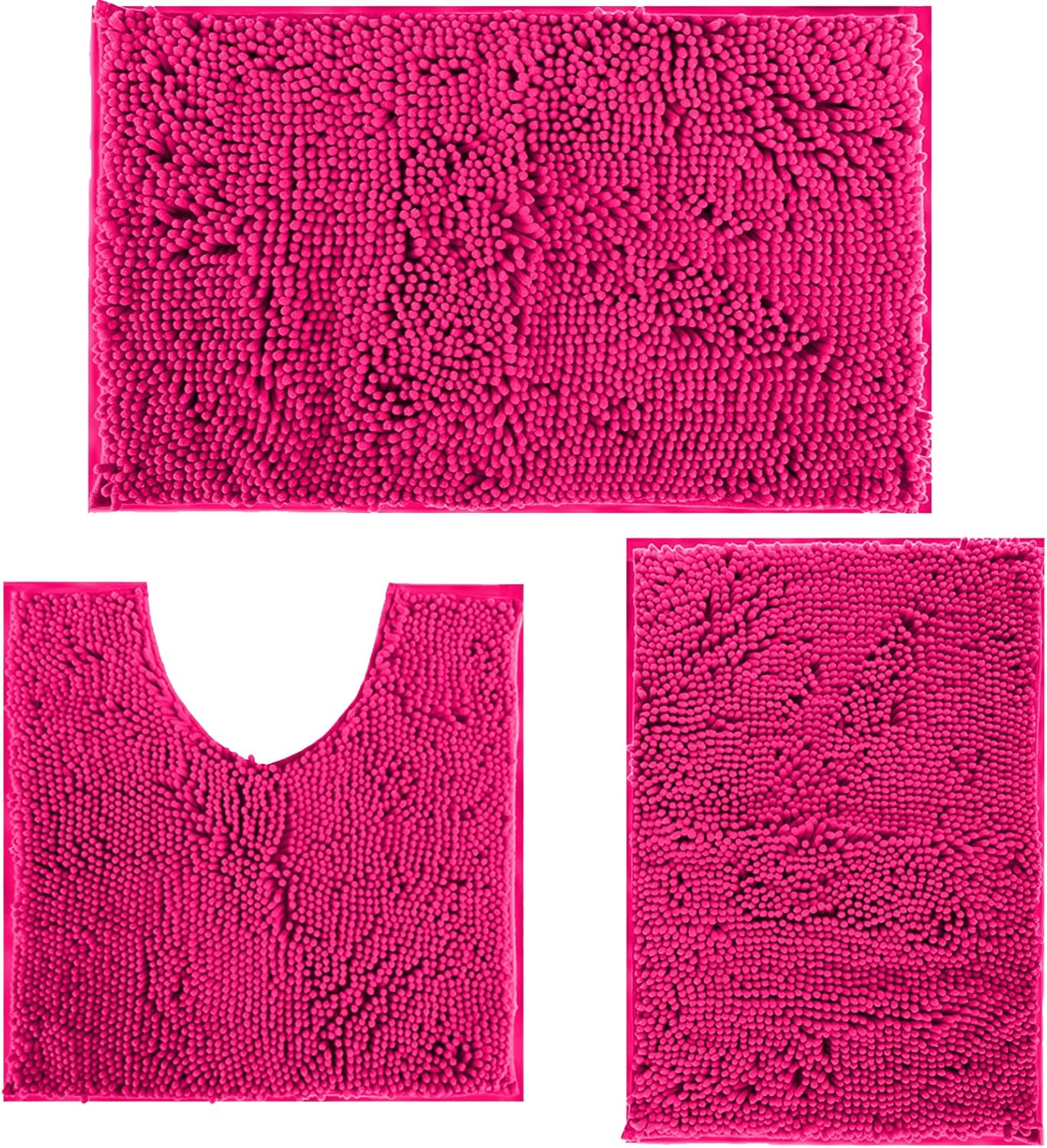 RUN HELIX Deep Pink Plush Bath Set 3 Piece 1