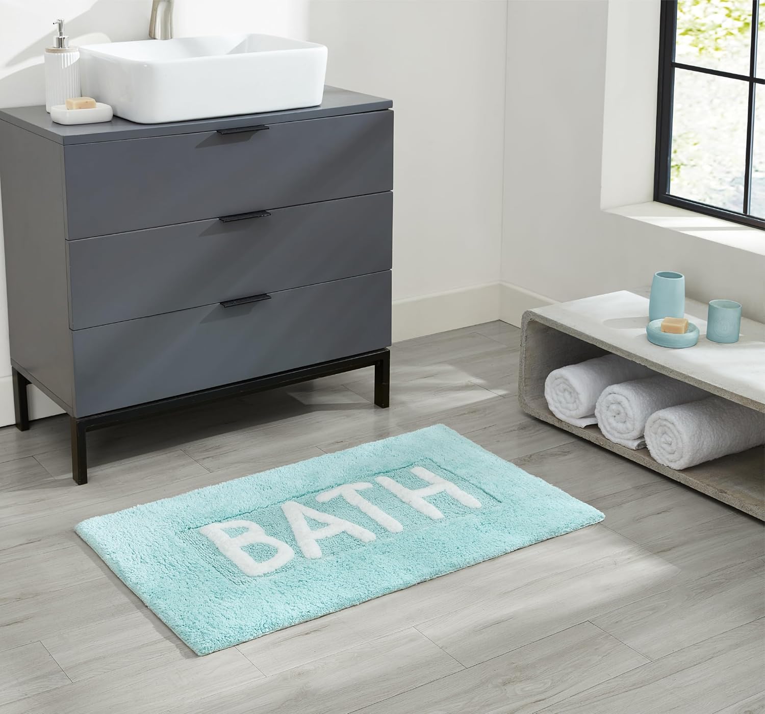 Creative Home Ideas Cotton Bath Rug Aqua Blue 21x34 1