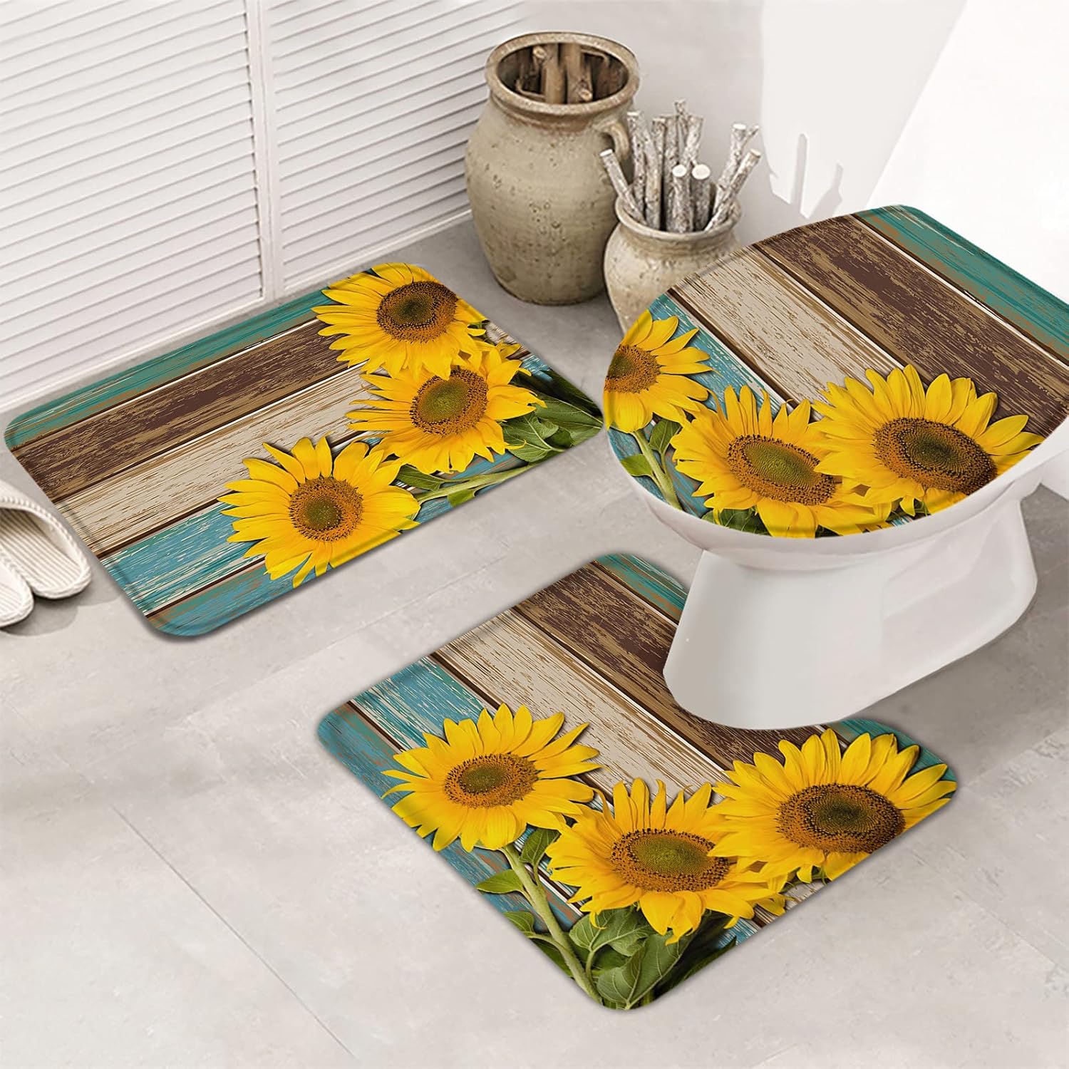 YESOF66 3 Piece Bath Rug Set with Non-Slip Design 1