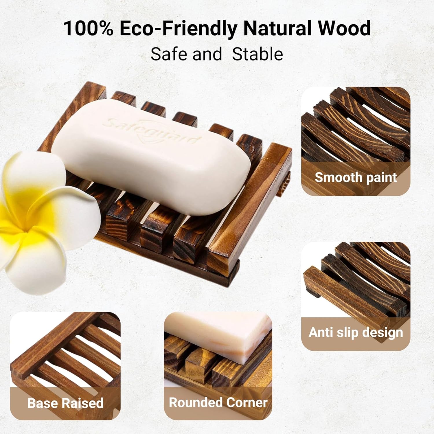 Wooden Soap Dish - 1pcs Natural Pine Wood Holder