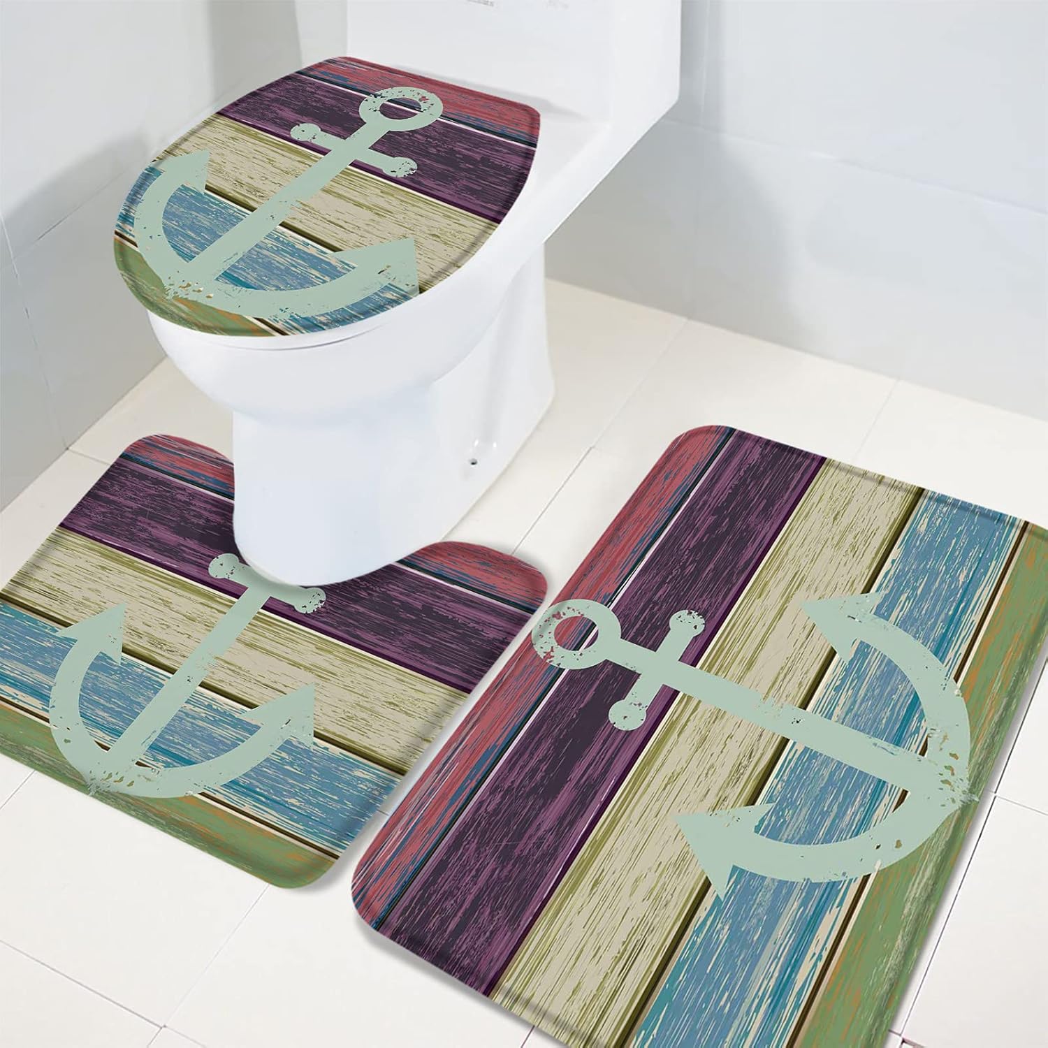 YESOF66 3 Piece Bathroom Rugs Set with Non-Slip Design