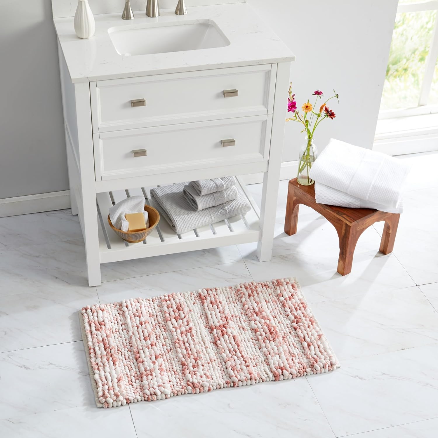 Luxury Dusty Rose Plush Bath Rug