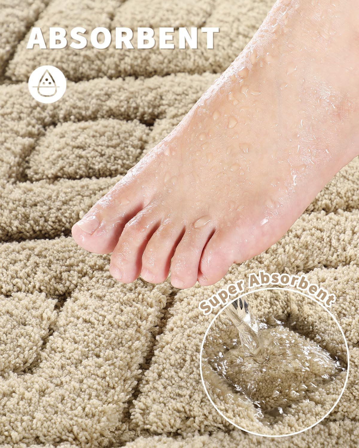 Yimobra Extra Soft Microfiber Bath Rug 36x24 Non Slip Beige