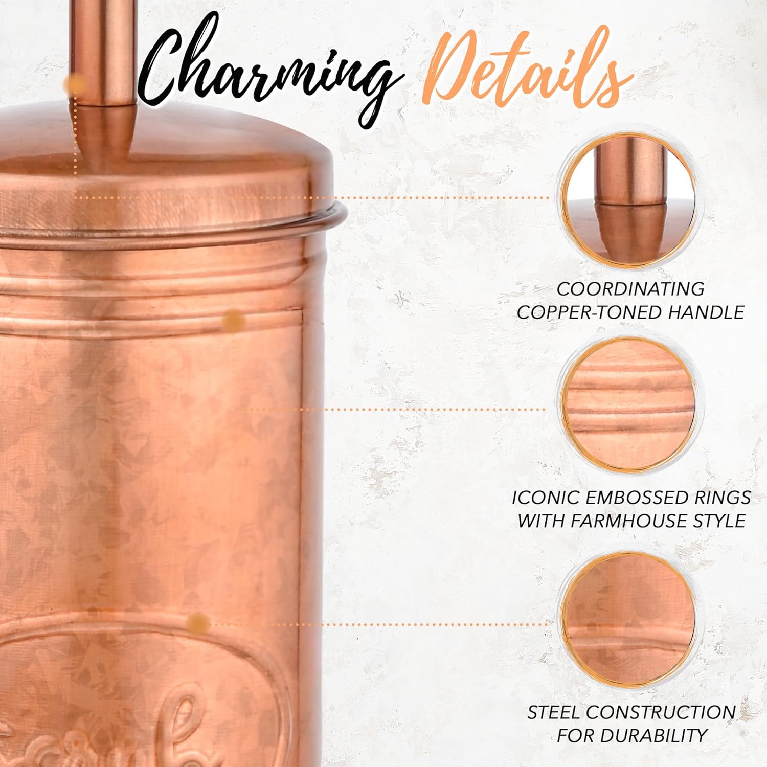 Autumn Alley Copper Toilet Brush and Holder Set