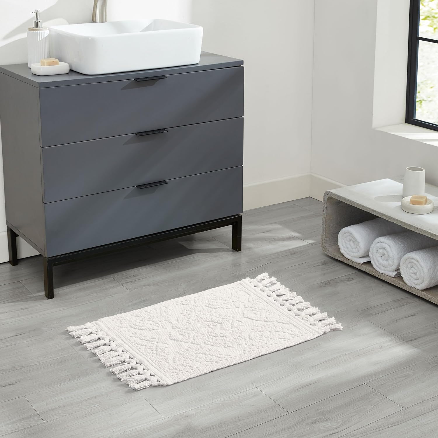Jean Pierre Ricardo Bath Mats Set of 2 Ivory 1