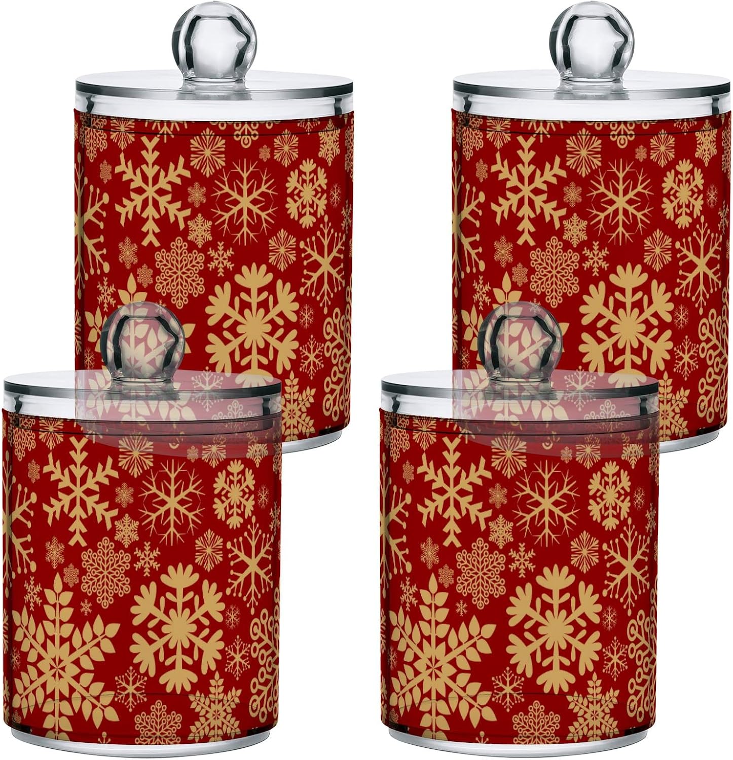 GEDAKO Qtip Holder with Lid Set Clear Glass Canister