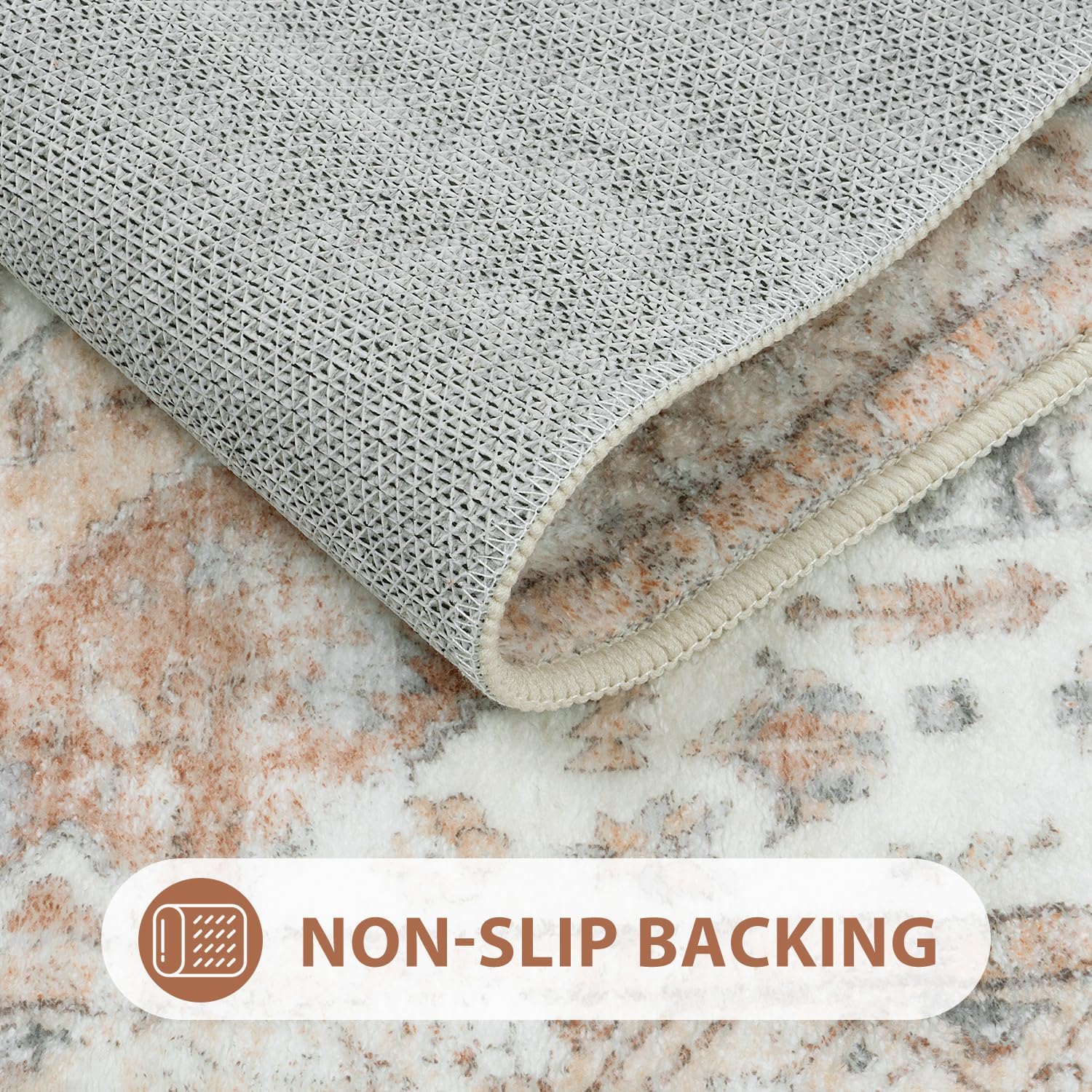 Uphome Boho Bath Rug Khaki Plush Non-Slip