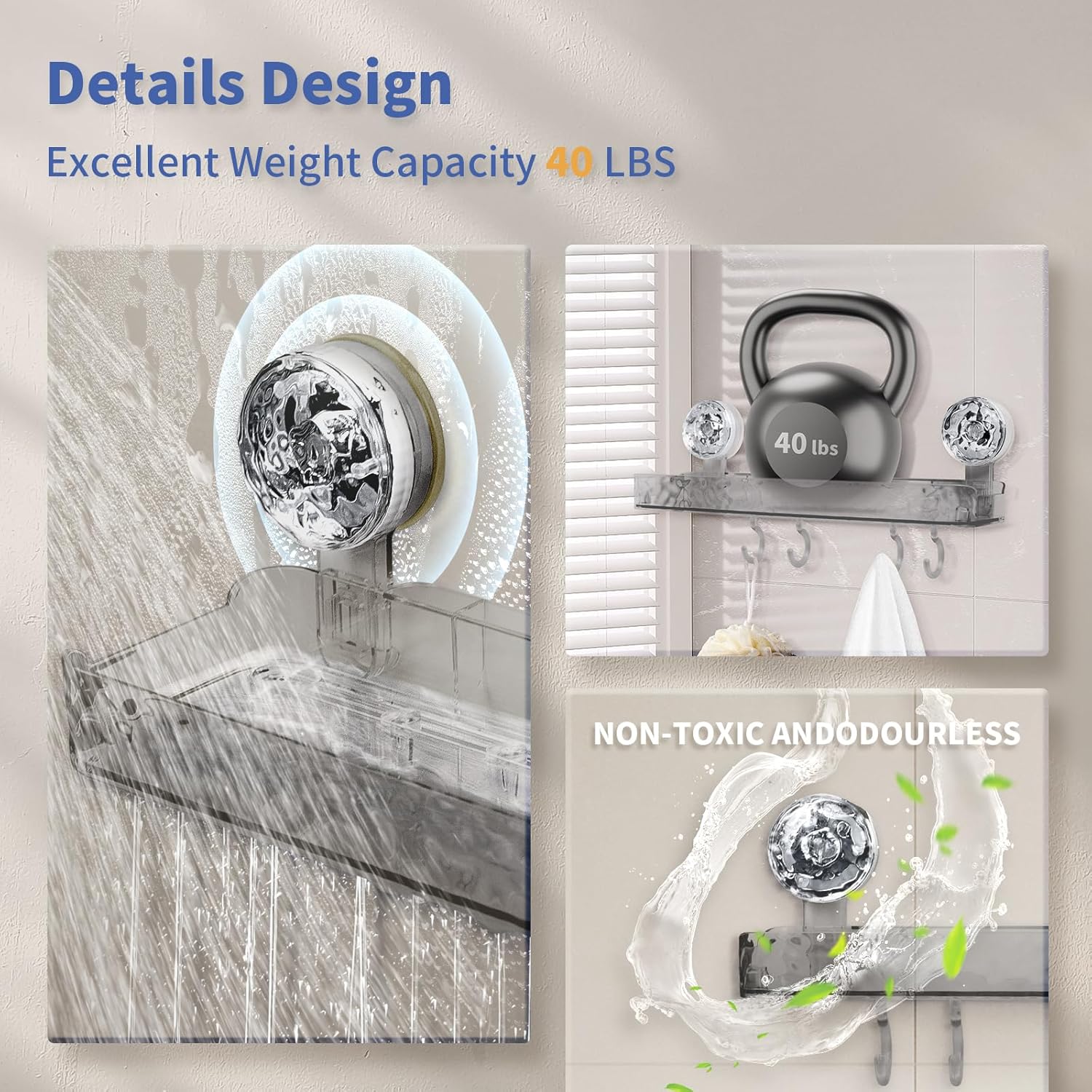 Greraes Clear Acrylic Shower Caddy with Suction Cups