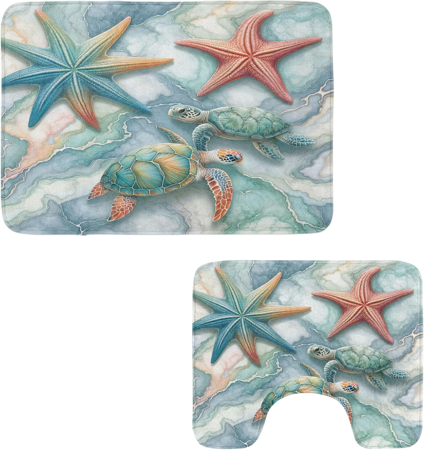 Ambesonne Coastal Bathroom Rug Set 2 Pieces 1