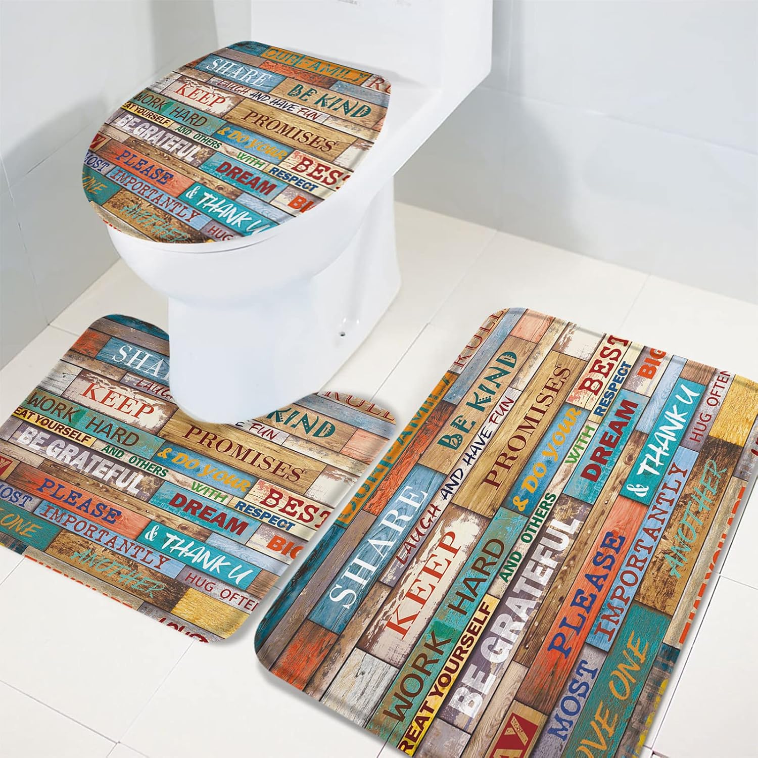 YESOF66 3 Piece Bathroom Rugs Set with Non-Slip Mats 1