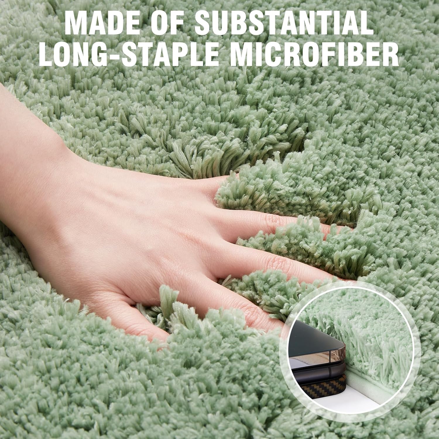 TECHMILLY Super Soft Shaggy Bath Rug 24x36 Sage