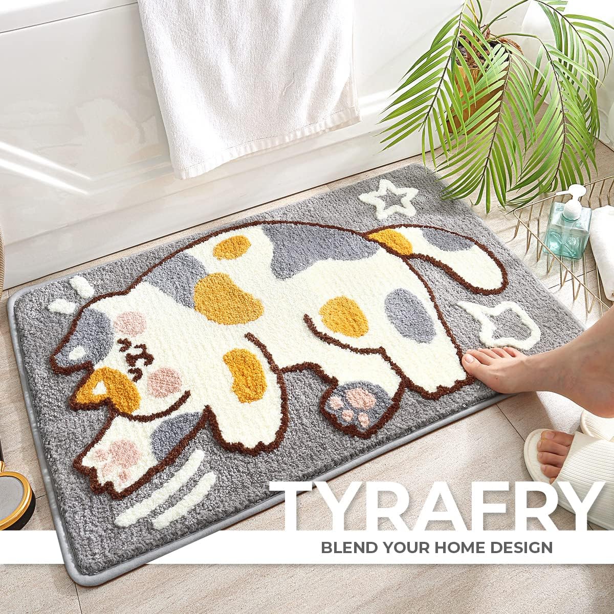 Tyrafry Cute Bath Rug 16x24 Non Slip Microfiber Mat
