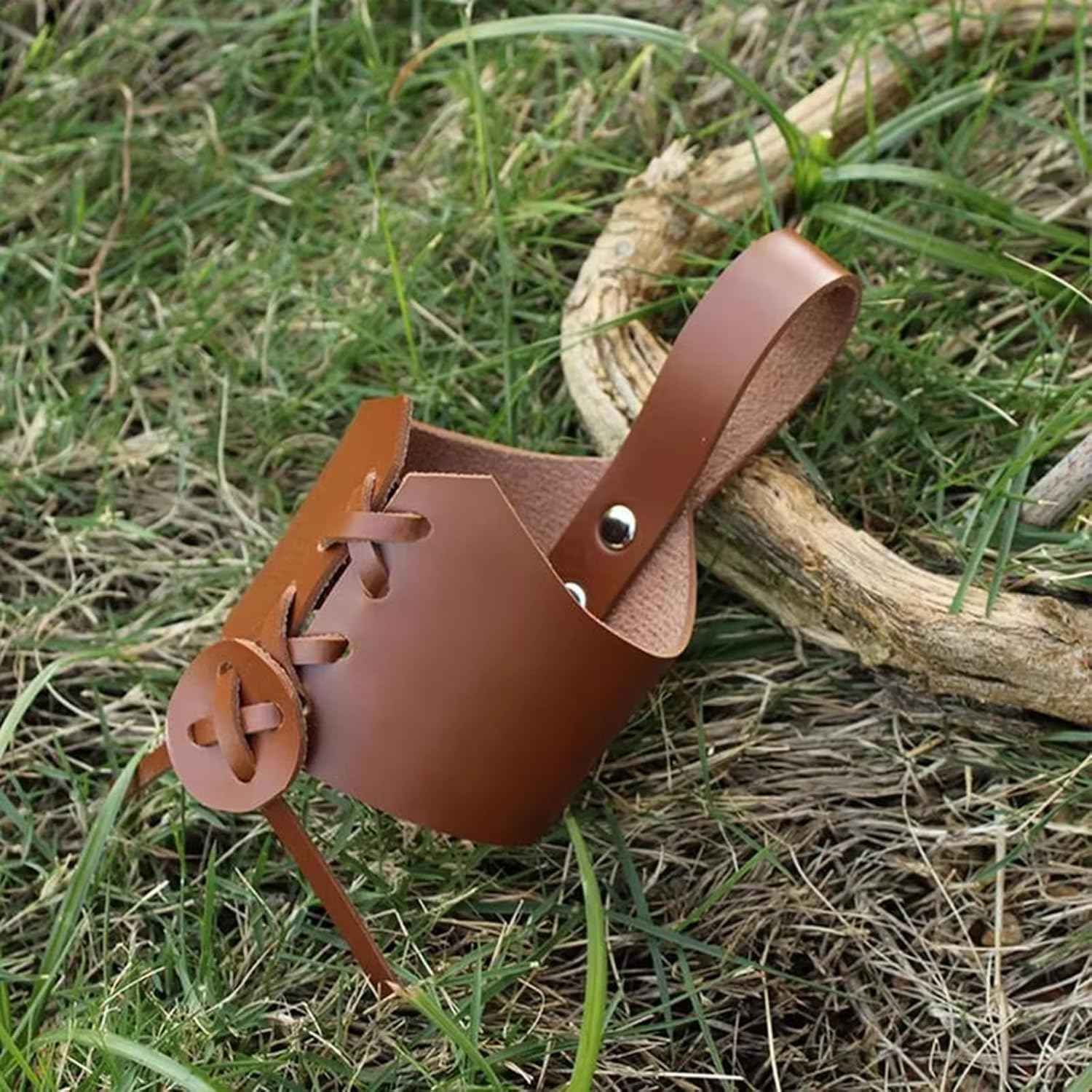 FeiYeup Leather Horn Cup Holder with Adjustable Belt 1
