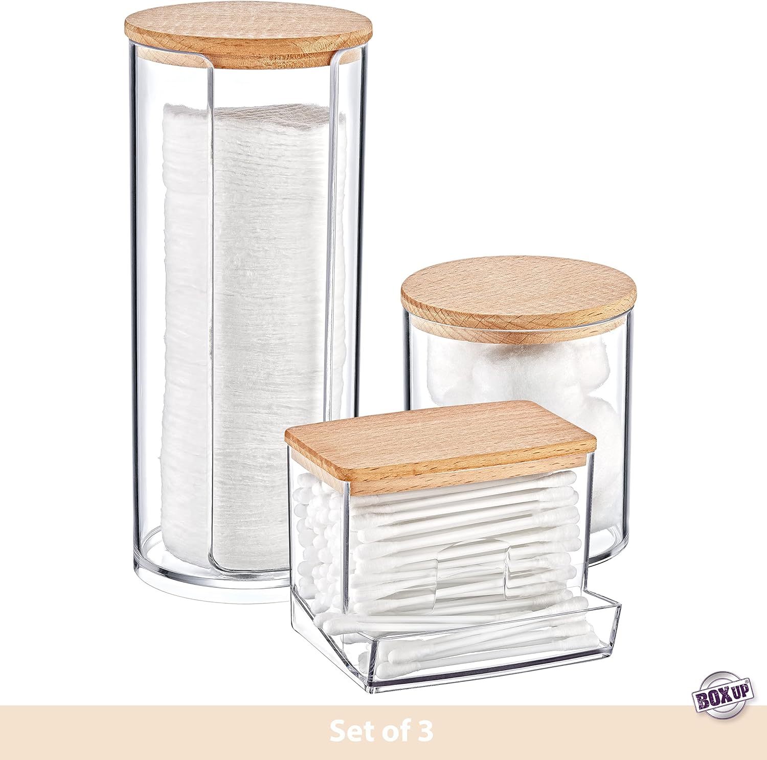 Boxup Bathroom Organizers - Cotton Swab Holder With Lids