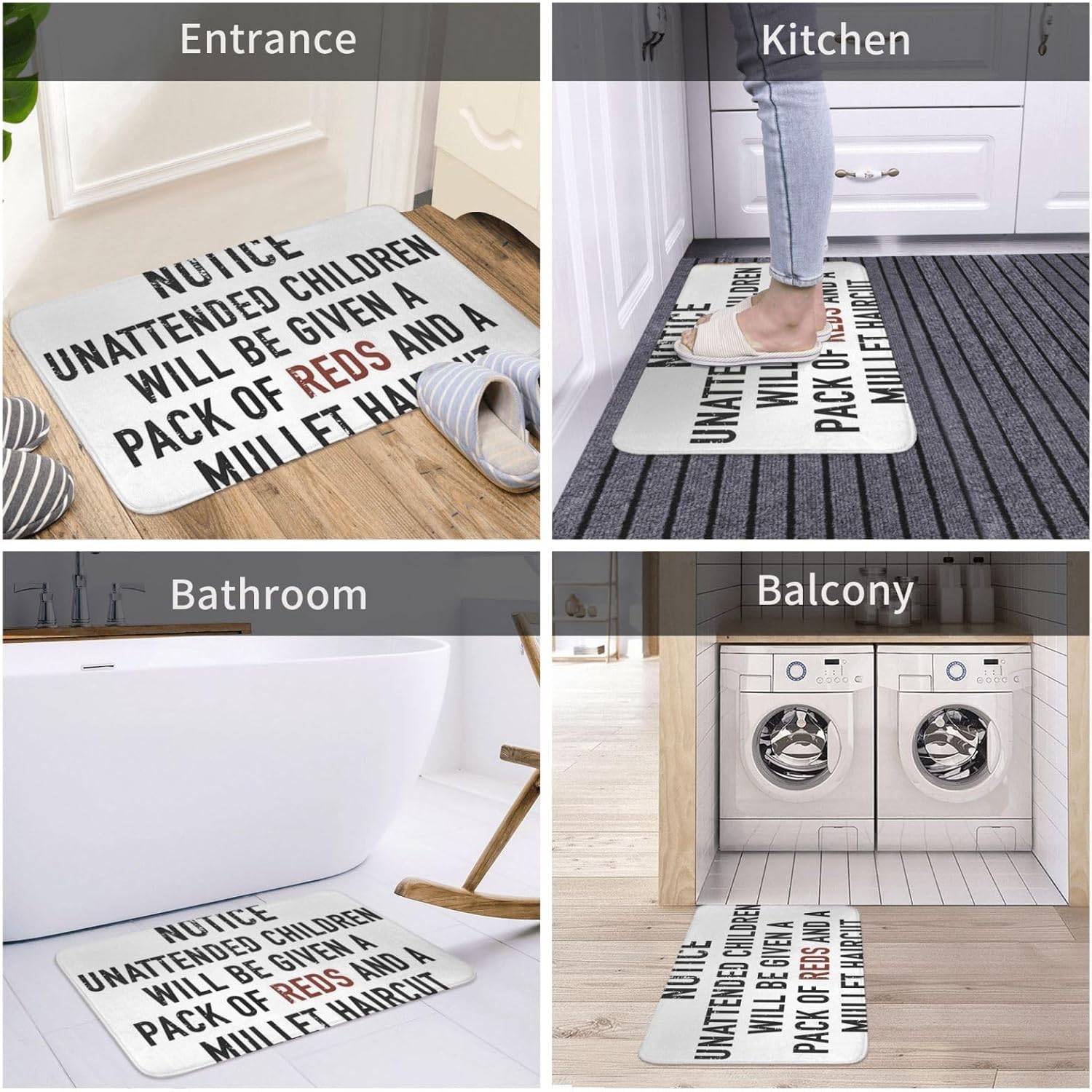 Red Quick Dry Bath Mat 18x30 Inch Non-Slip Absorbent Shower Rug for Bathroom Bathtub Sink