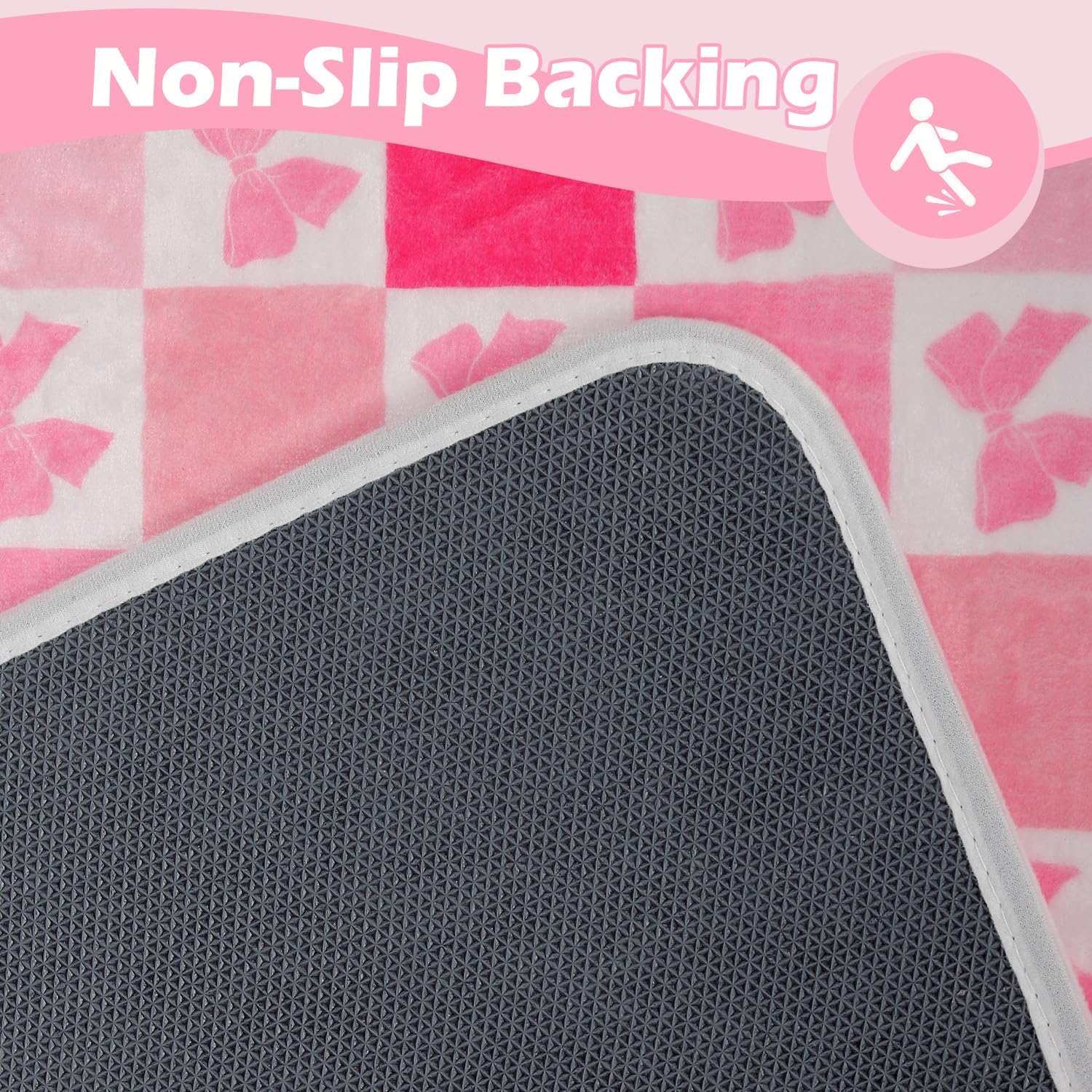 Pink Bow Bath Rug 16x48 Cozy Decor Rug