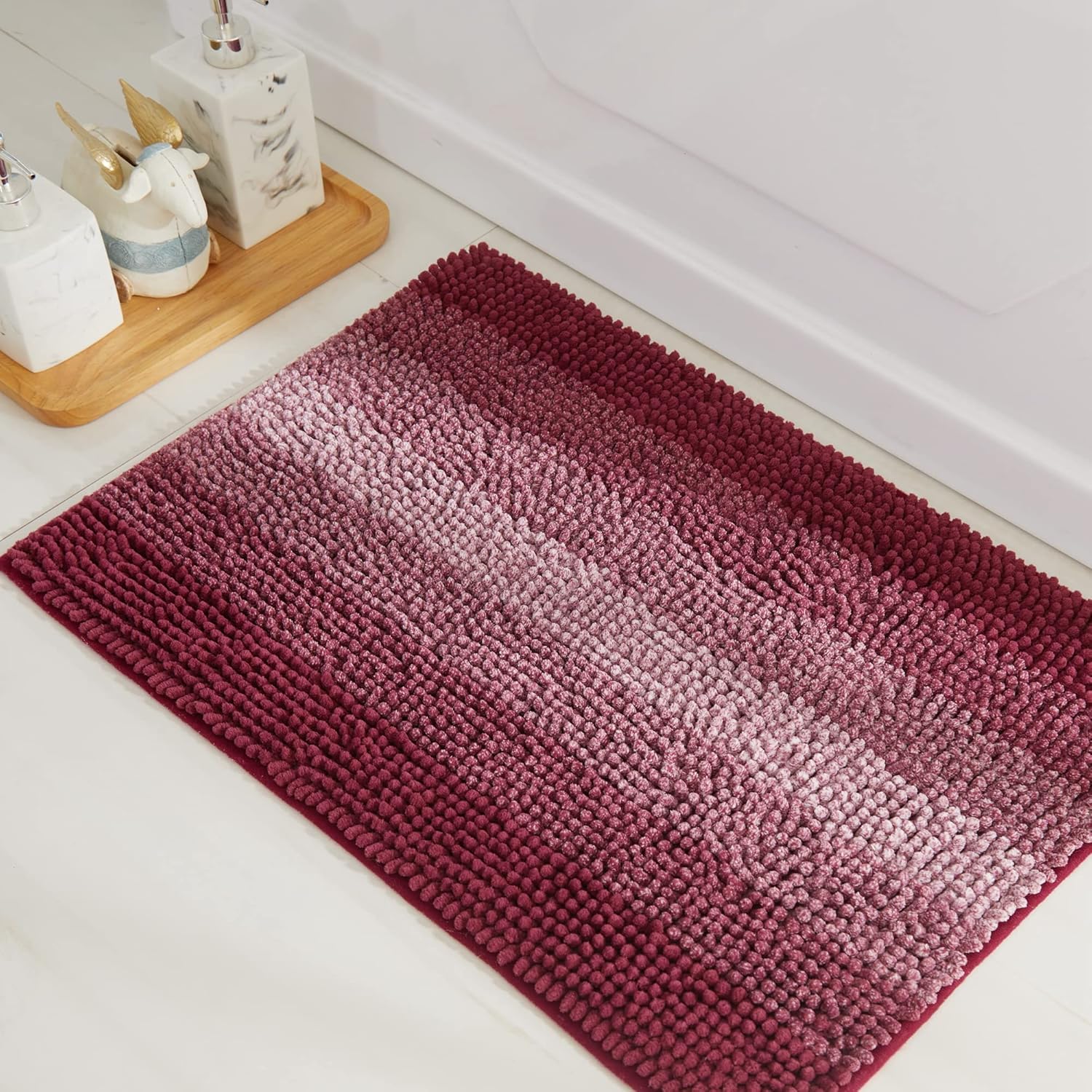 COSY HOMEER Fuchsia Bath Rug 28x18 Inch Non-Slip Super Soft
