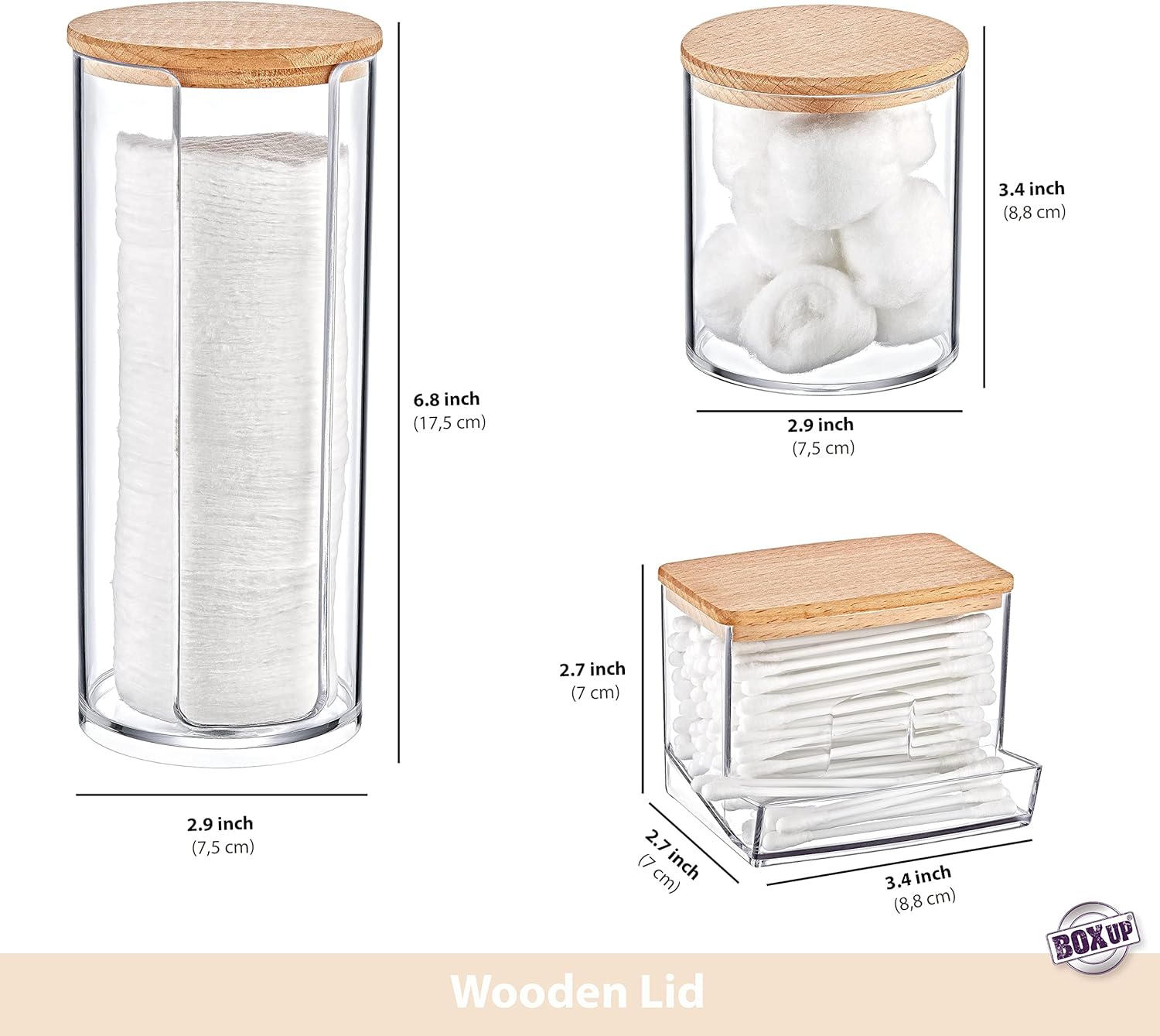 Boxup Bathroom Organizers - Cotton Swab Holder With Lids