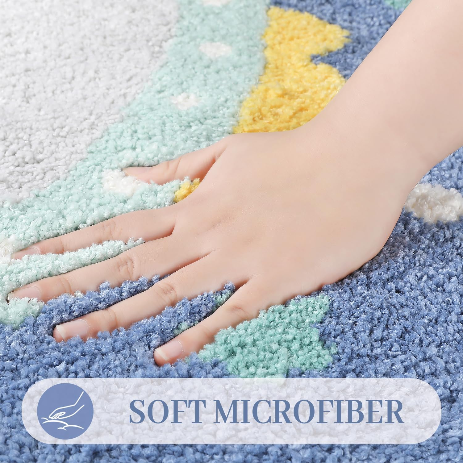 Tyrafry Cute U-Shaped Toilet Rug 20x22 Inches Non Slip Microfiber Bath Mat