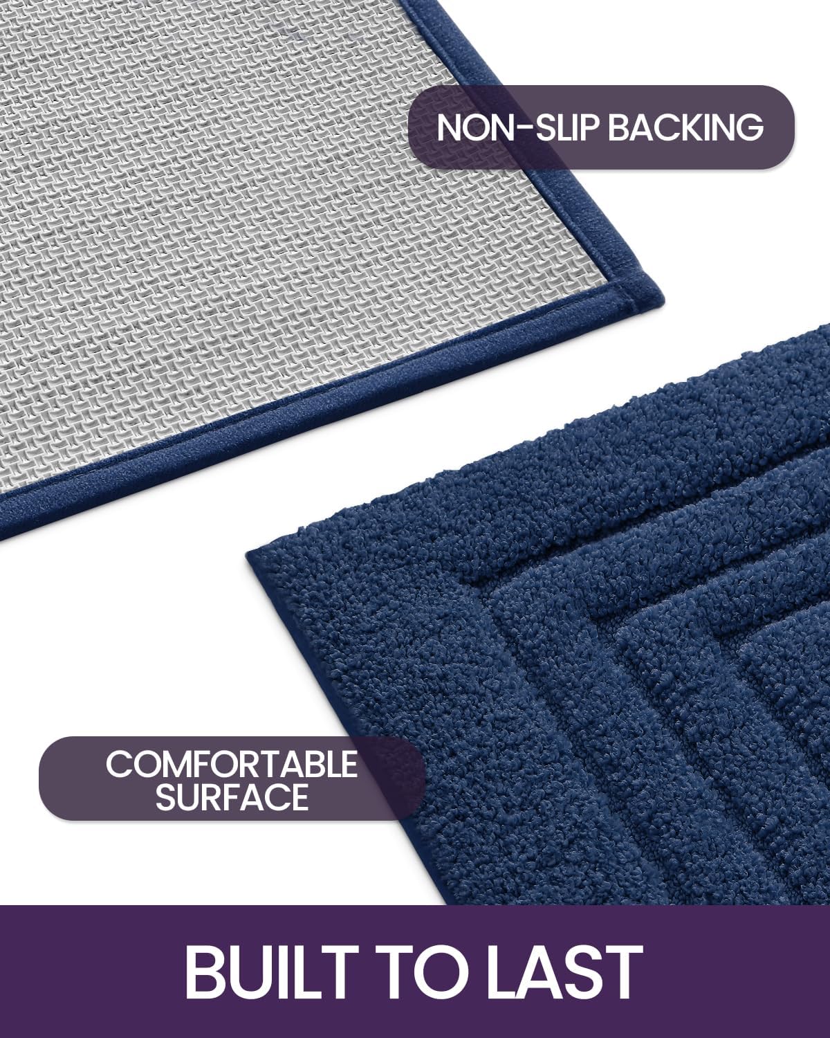 DEXI Navy Bathroom Rug Mat 36x24 Non Slip
