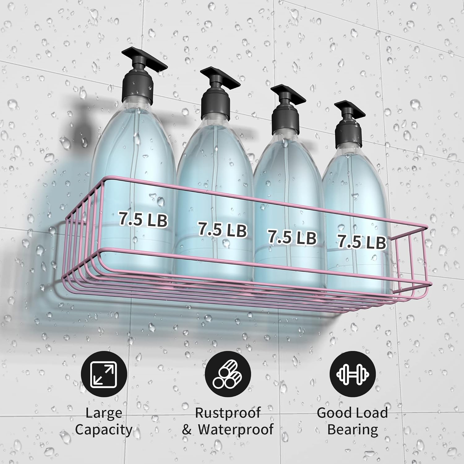 TONLEA 2-Pack Shower Caddy with Hooks Pink 1