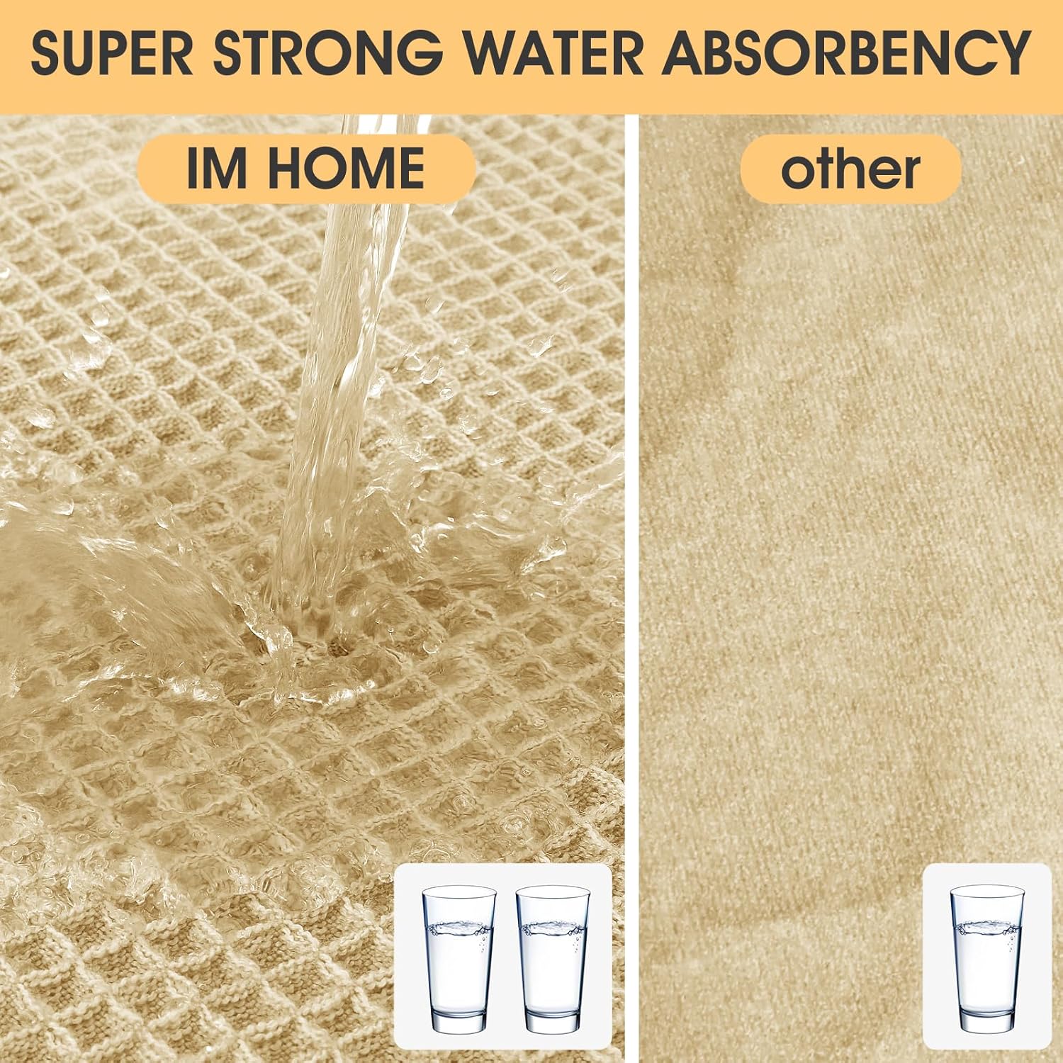 IM HOME Waffle Bath Mat Light Beige 32x20