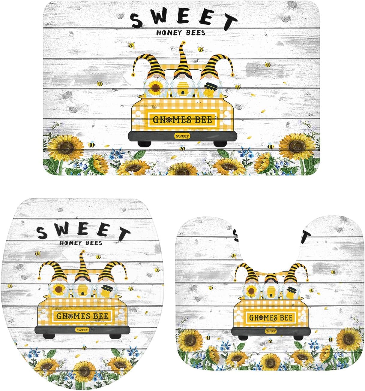 YESOF66 3 Piece Bathroom Rug Set Non-Slip