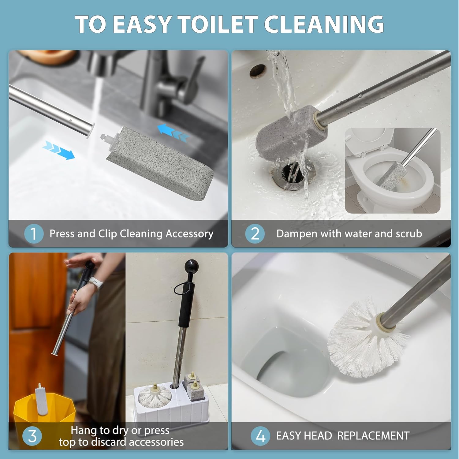 YINGMORE Toilet Brush and Holder Set with Pumice Stone