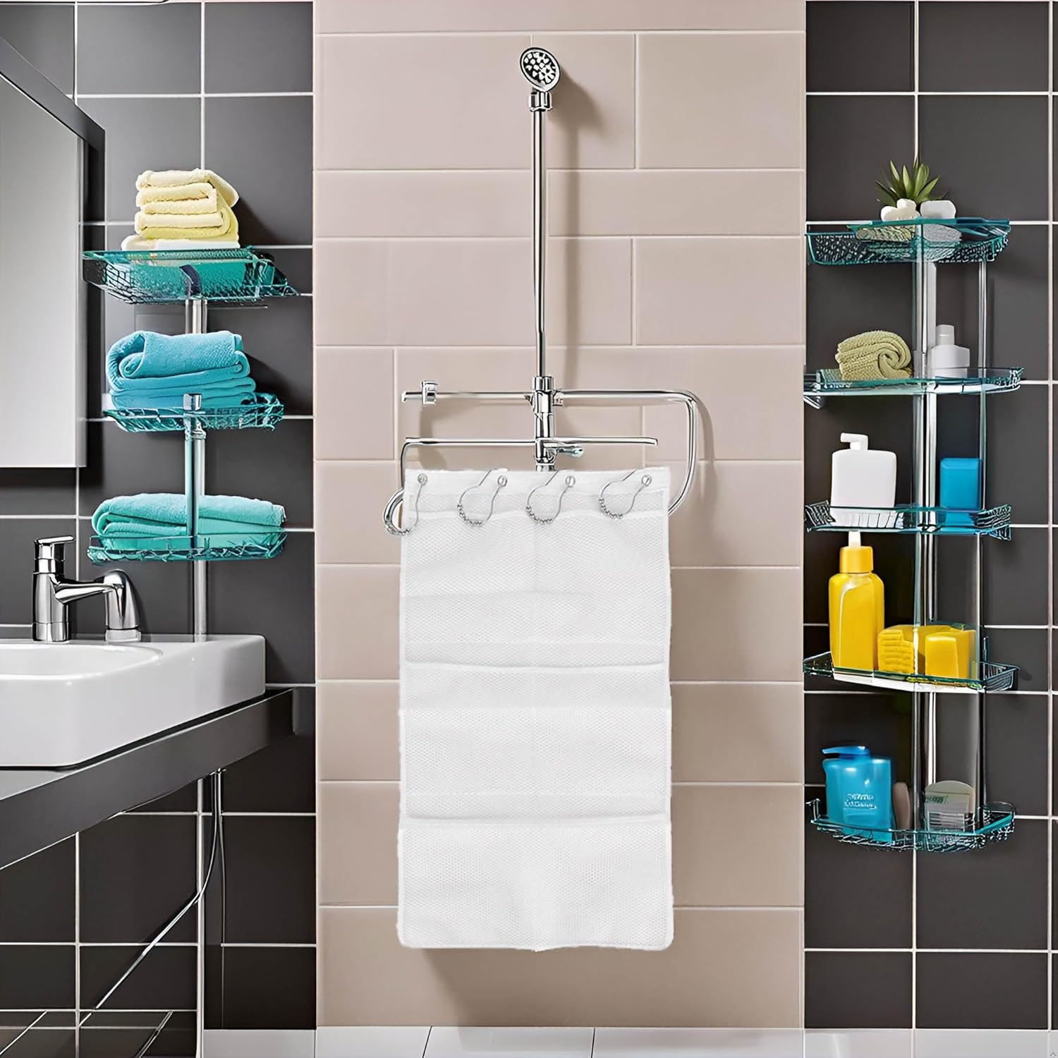 6 Pockets Shower Caddy with Quick Drying Mesh
