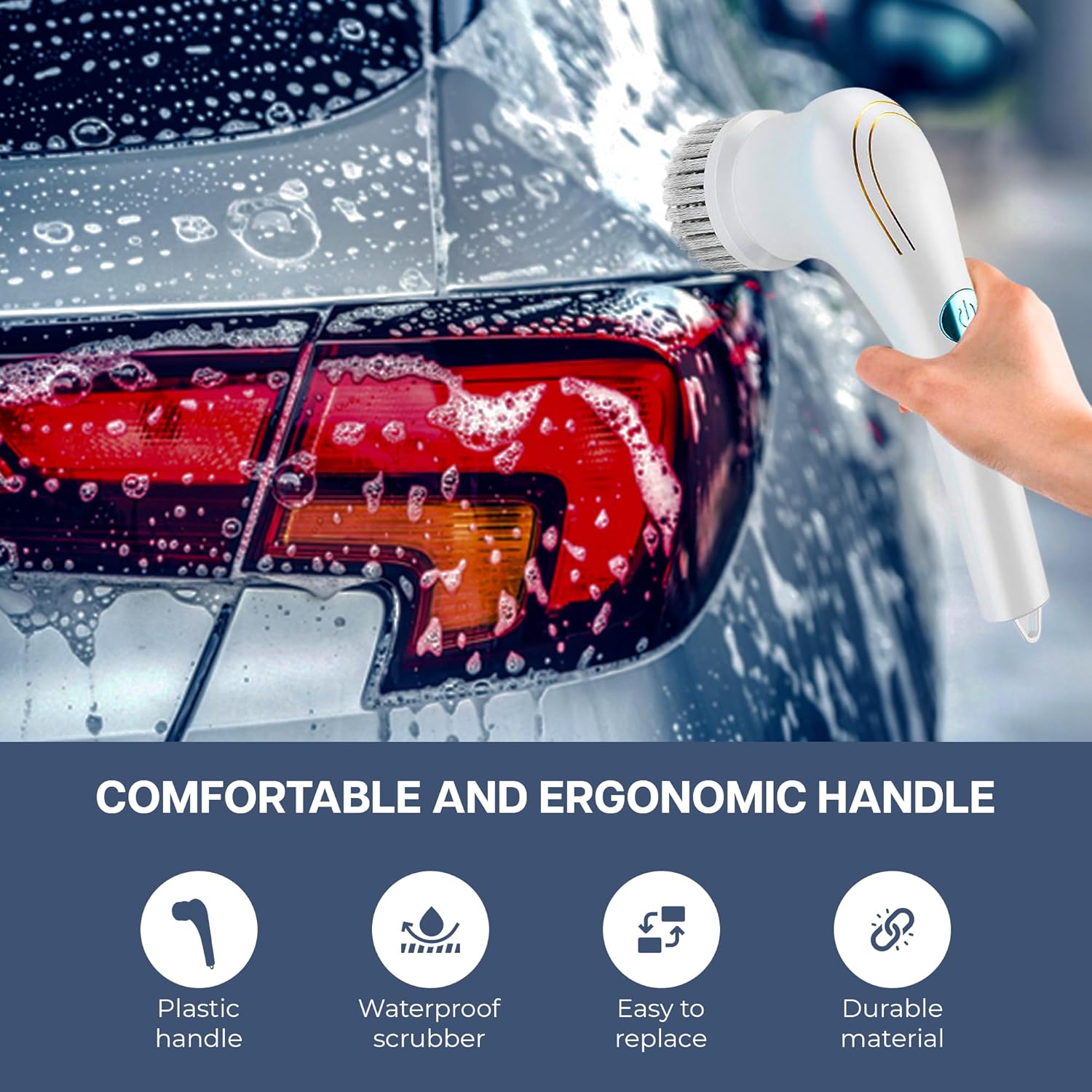 ZZ LIFE 5-in-1 Electric Scrubber with 5 Replaceable Heads