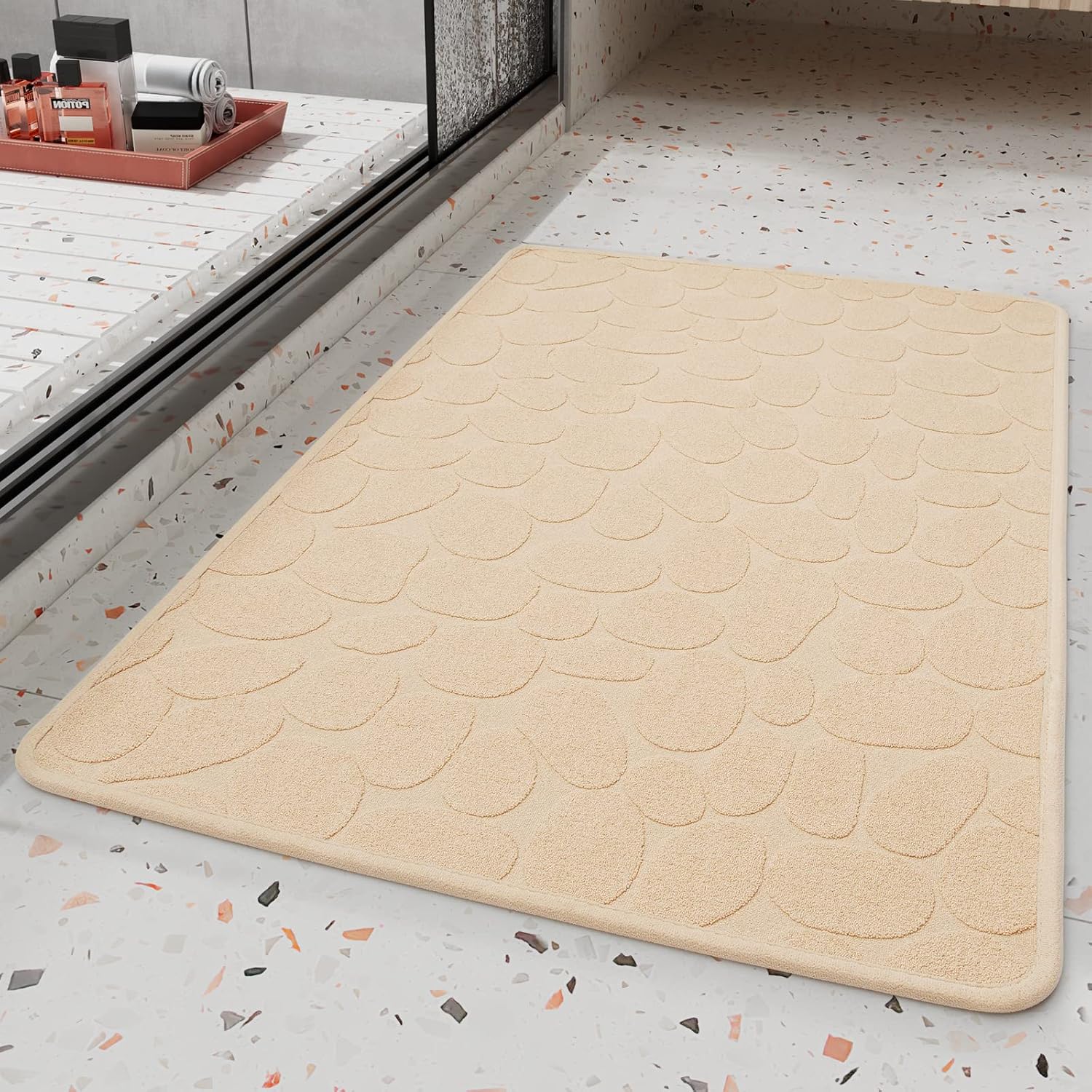 COCOER Non Slip Bath Mat 16x24 Beige