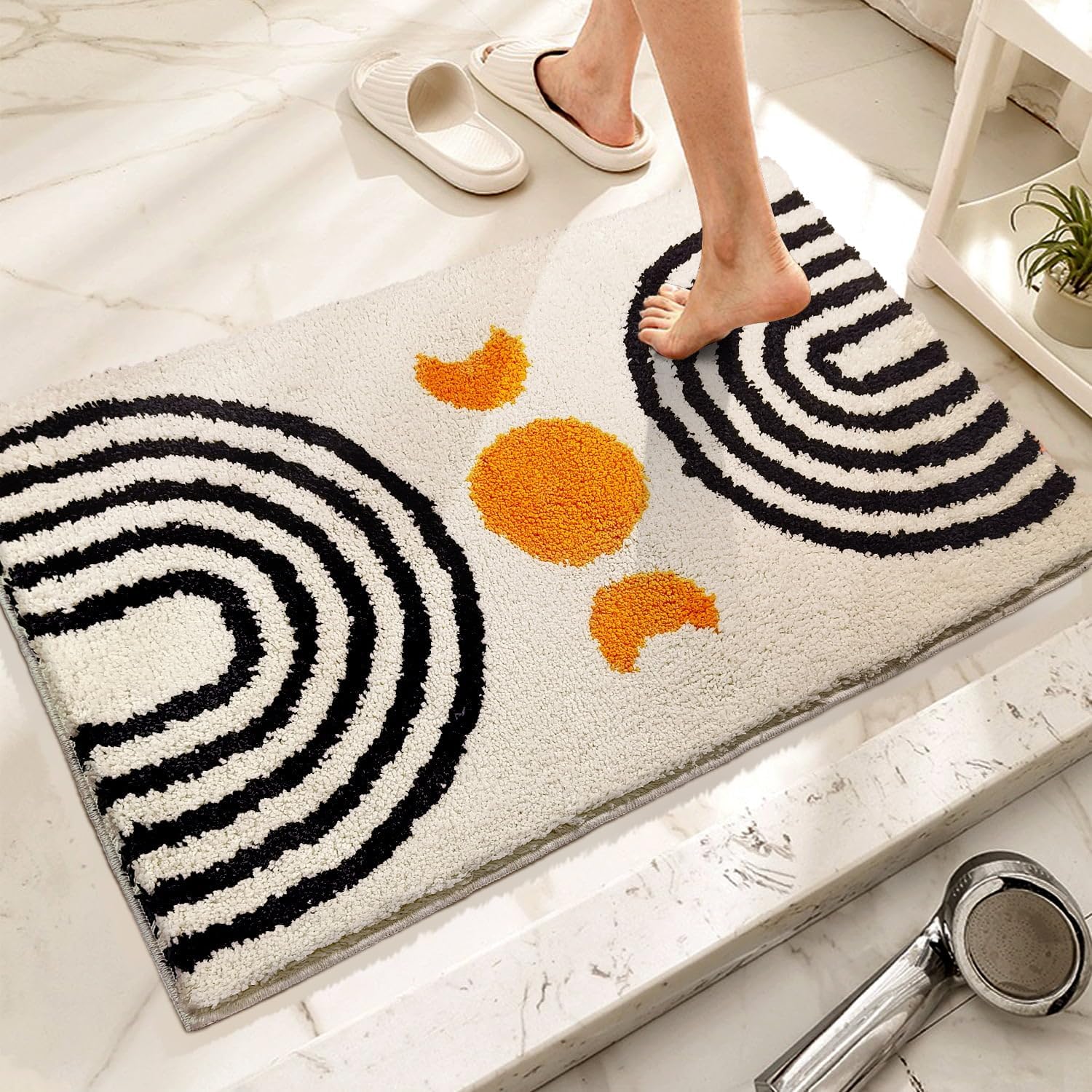 Boho Bathroom Rug Non-Slip Microfiber Abstract Design 20x32 Inch 1