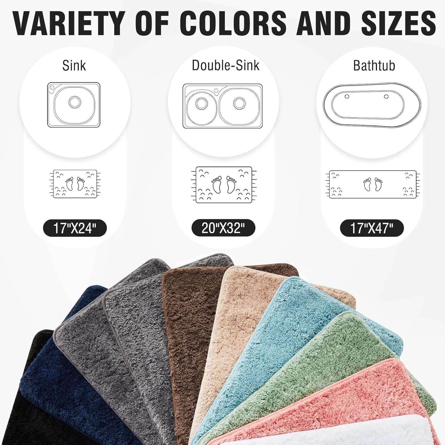 TECHMILLY Super Soft Shaggy Bath Rug 24x36 Sage