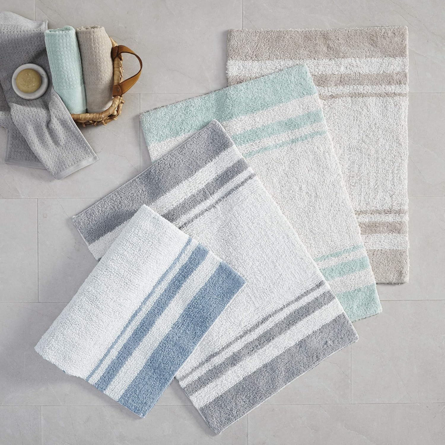 Madison Park Reversible Spa Cotton Bath Rug 24x72 Aqua