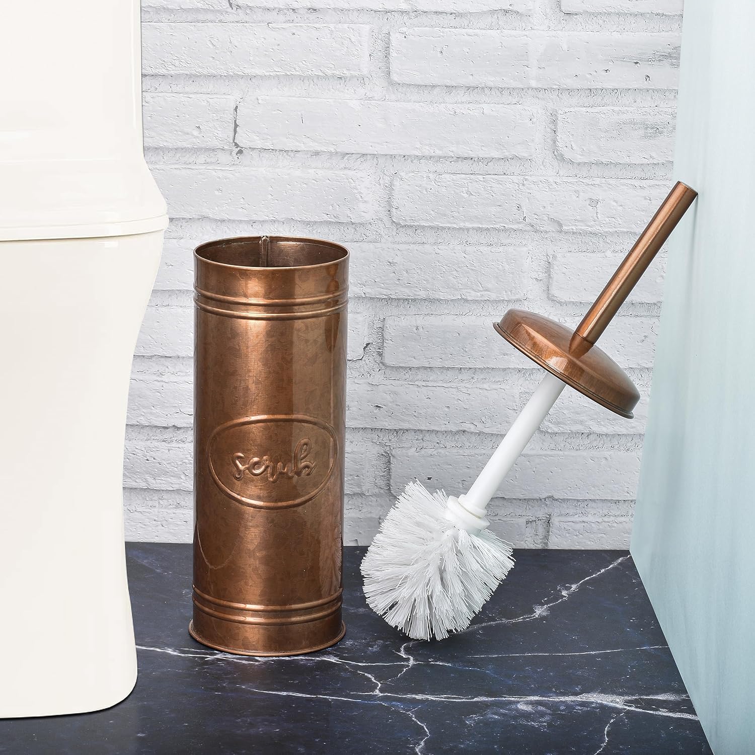 Autumn Alley Copper Toilet Brush and Holder Set